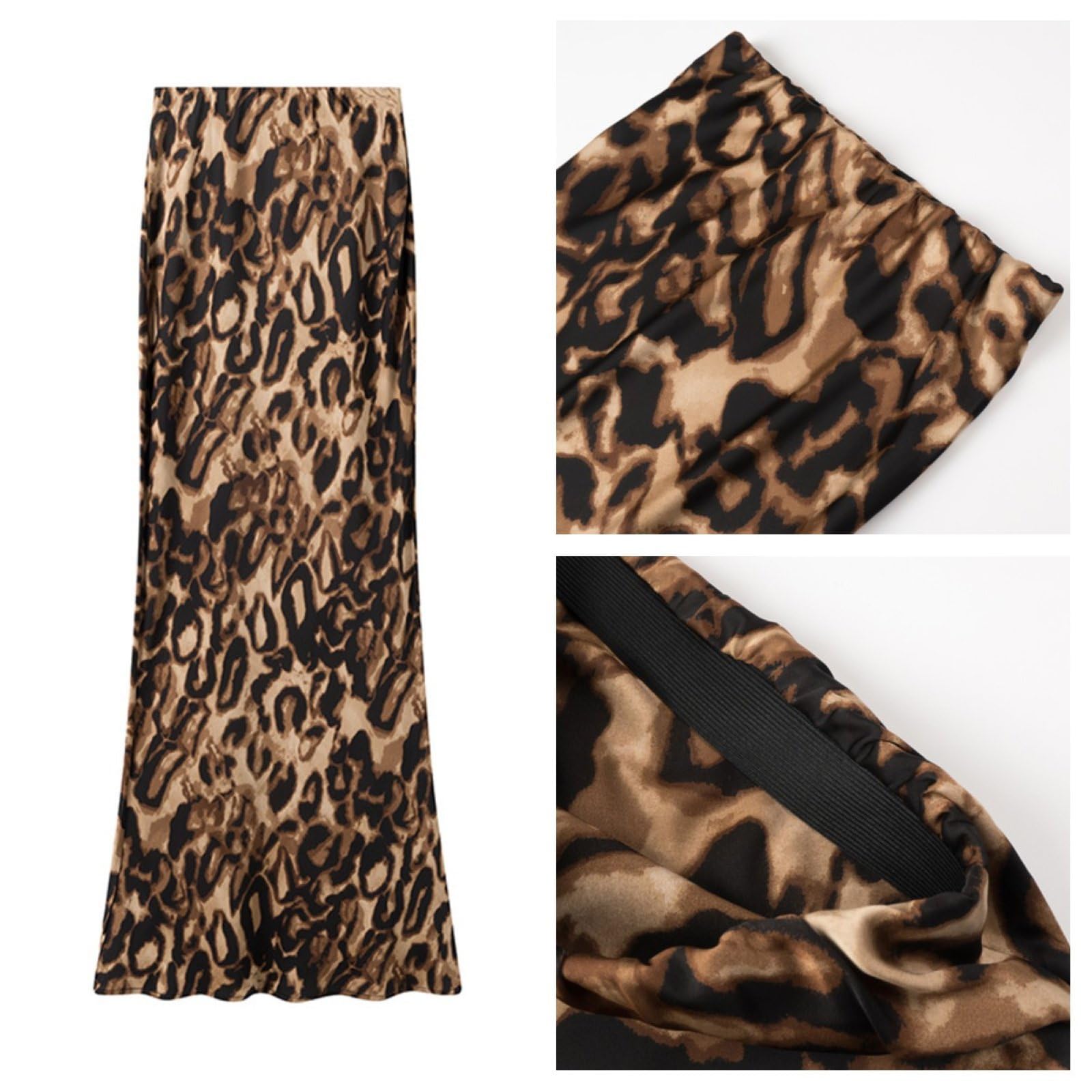 Jupe Longue À Imprimé Léopard Pour Femme Sexy Élastique Taille Basse Coupe Slim Décontractée Endance Style Y2k Longue Queue De Poisson
