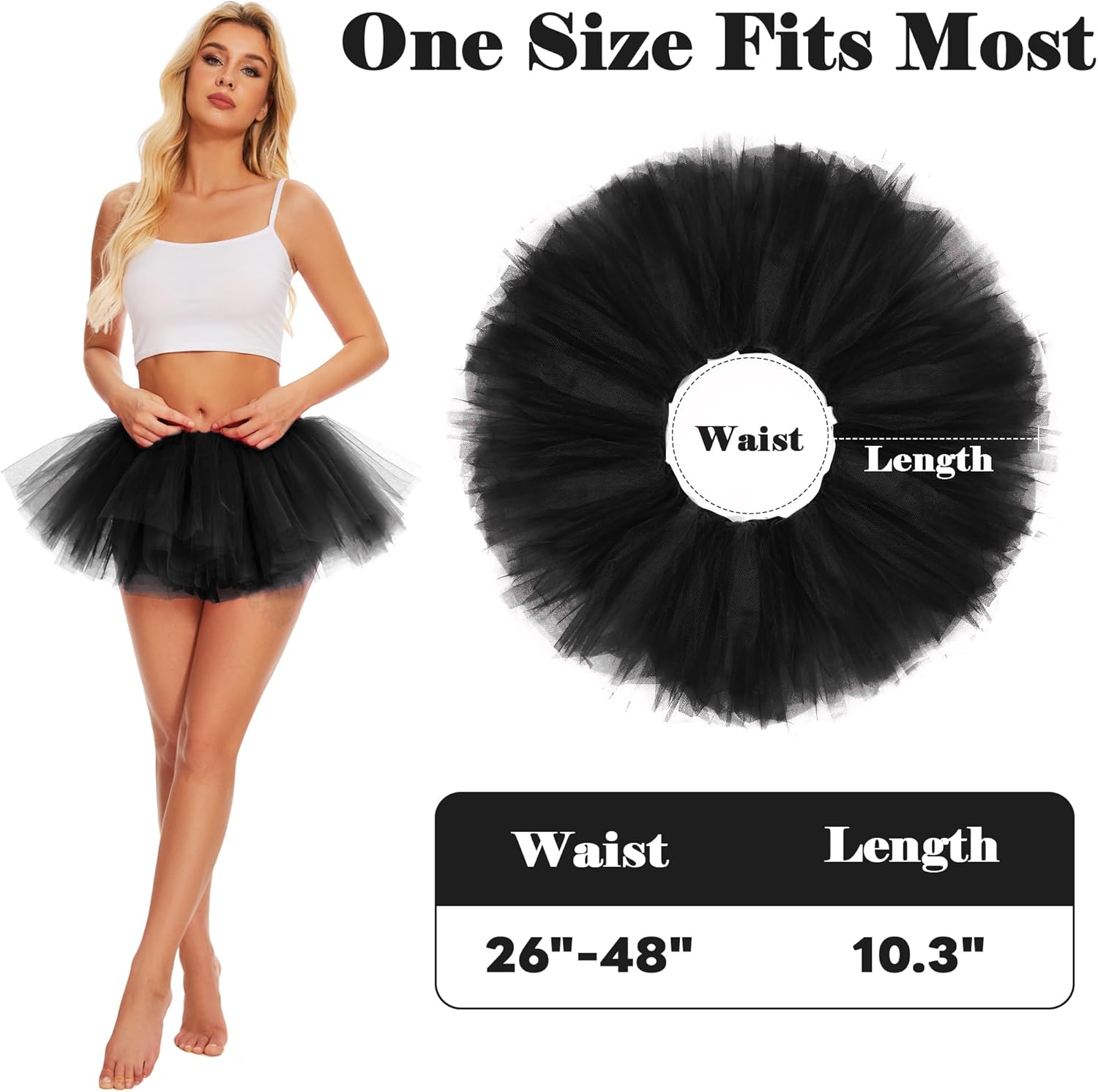 Tutu for Women Adults 5 Layered Tutu Tulle Skirt Tutus for Women Girls Teens 80s Tutu Halloween Costume - Image 4