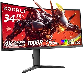 KOORUI 34 inch Ultrawide 21:9 Curved Gaming Monitor 165hz(Support