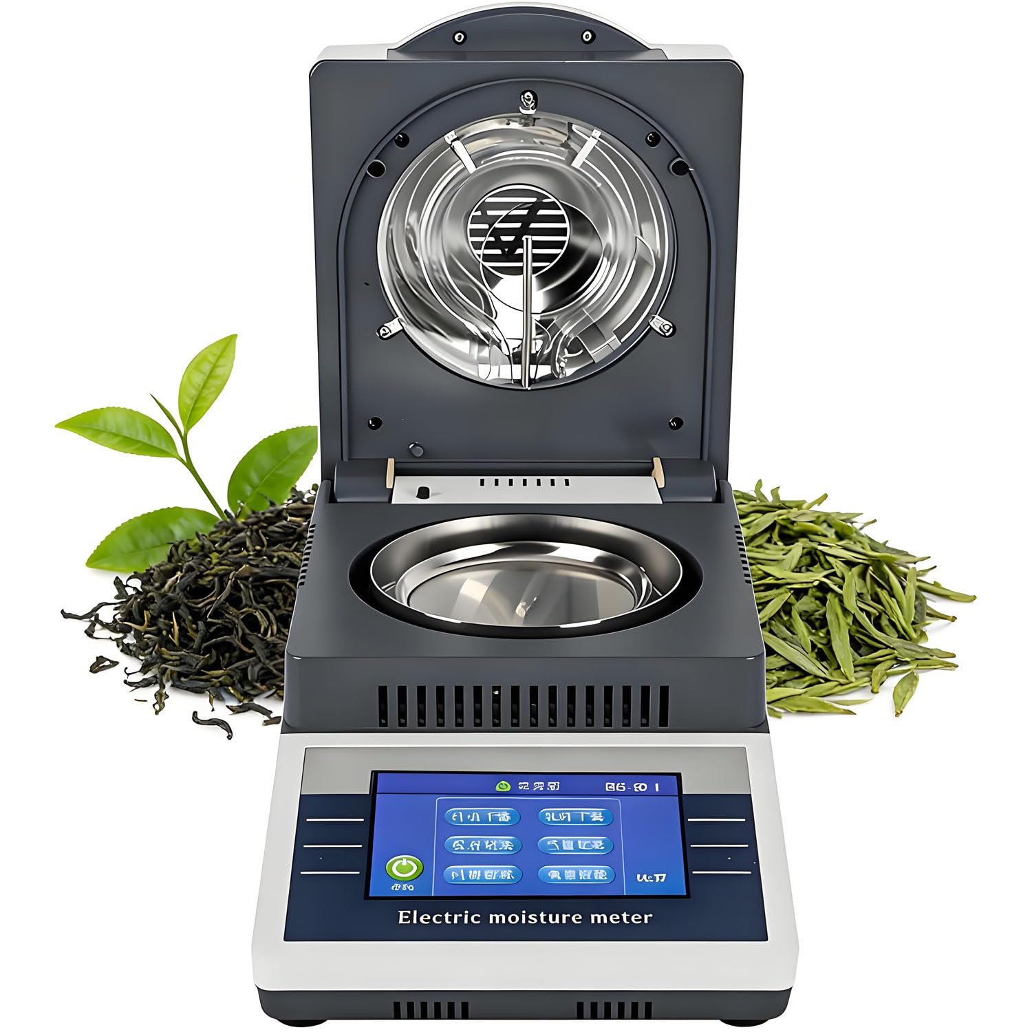 Analizador de humedad halógeno con pantalla táctil LCD, calentamiento rápido, 2 modos de secado de 60-160 °C para alimentos, polvo, hierbas, carne