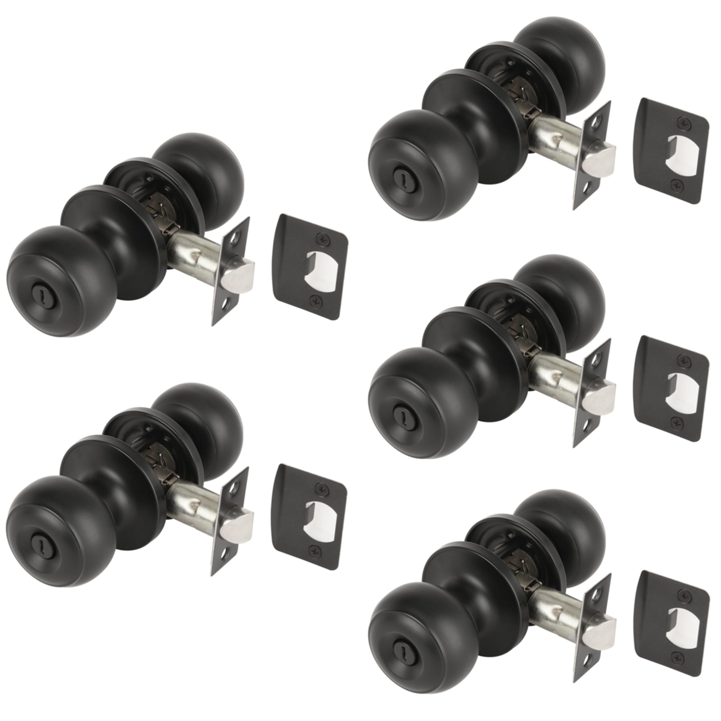 Hunta Black Matt Handlezone® 5 Sets Riva Privacy Knobset, Keyless Lock With Emergency Release, Adjustable 60-70Mm Latch, For Bathroom/Bedroom –