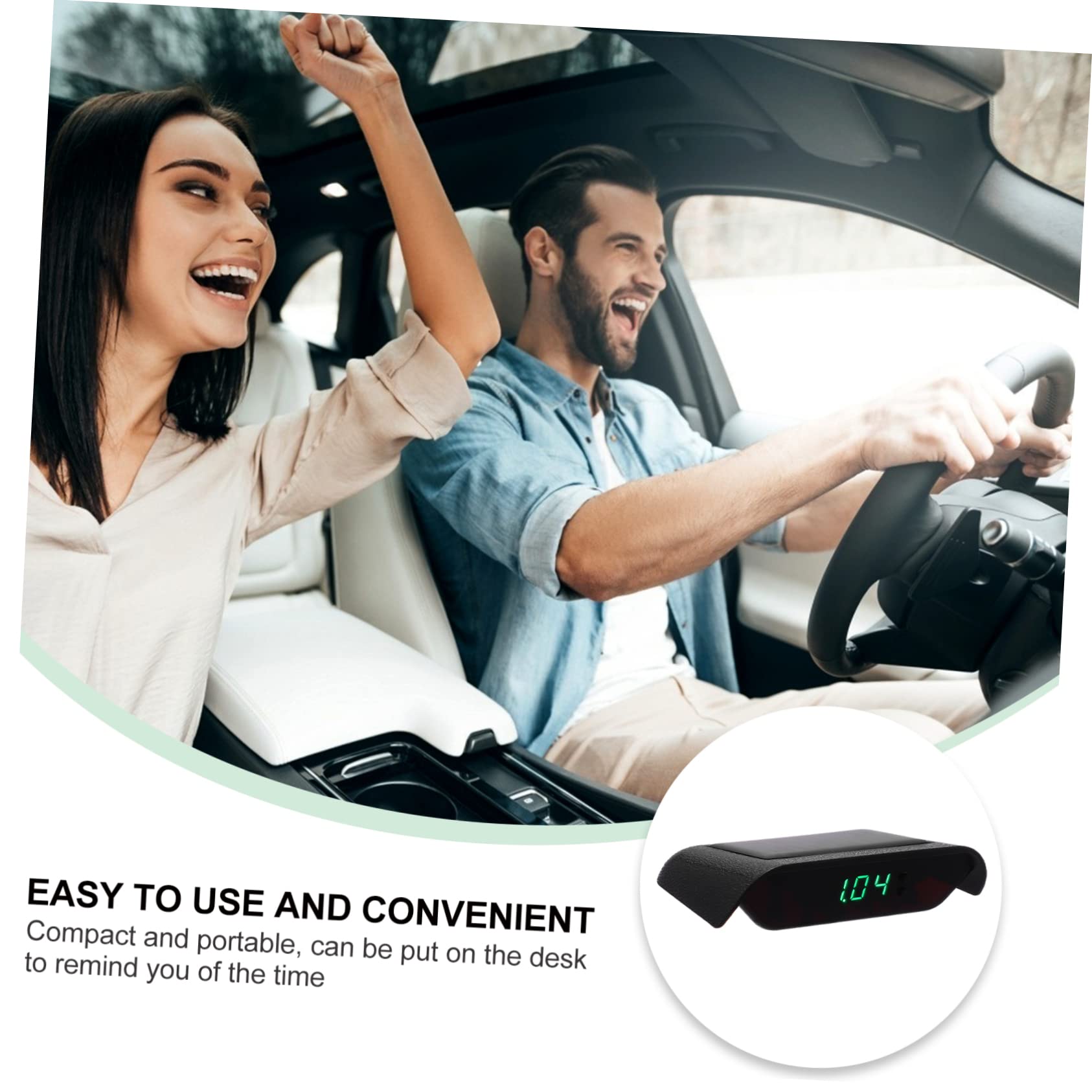 Mobestech 2piezas Reloj De Coche Electrónico Solar Luminoso Sensor De Vibración Alta Precisión Muestra Hora Fecha y Temperatura Para Vehículos y Oficinas