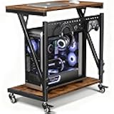 Computer Tower Cart, Height Adjustable PC Tower Stand, Mobile Rolling PC Cart, 2-Tier ATX-Case CPU Holder, PC Stand with Wheels, 23.23