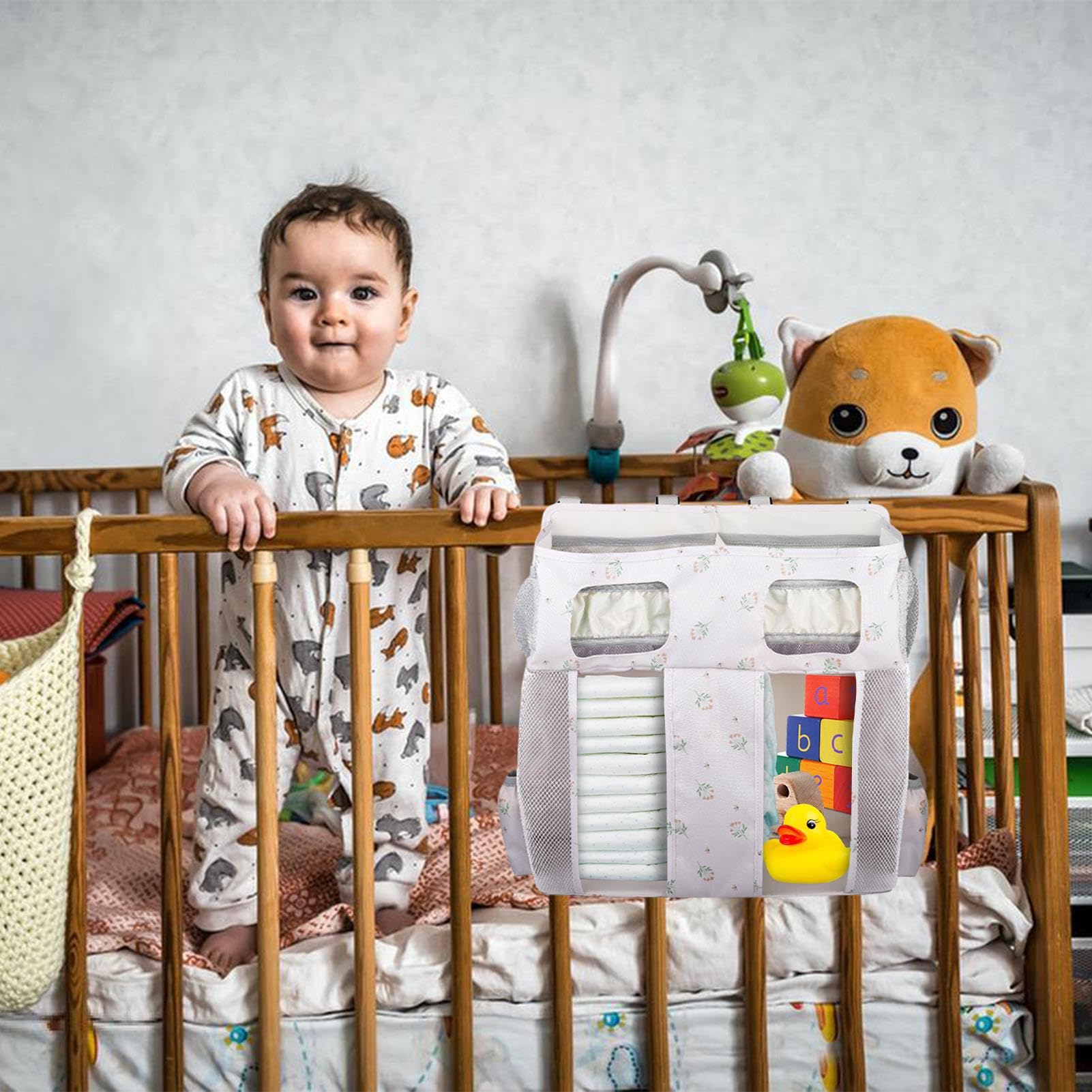 Genérico Organizador Pañales Cuna Oxford Gran Capacidad Multicompartimento | Organizador bolsillos de cuna infantil bolsas guardería Juguetes, Biberón, Babero, Paredes, Cama Infantil, Habitación, Niños