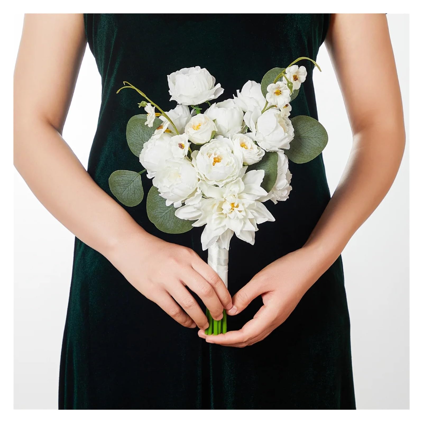 Künstlicher Blumenstrauß Hochzeitssträuße for Braut und Brautjungfer, künstlicher Rosen-Pfingstrosen-Brautstrauß for rustikale Hochzeitszeremonie-Dekoration