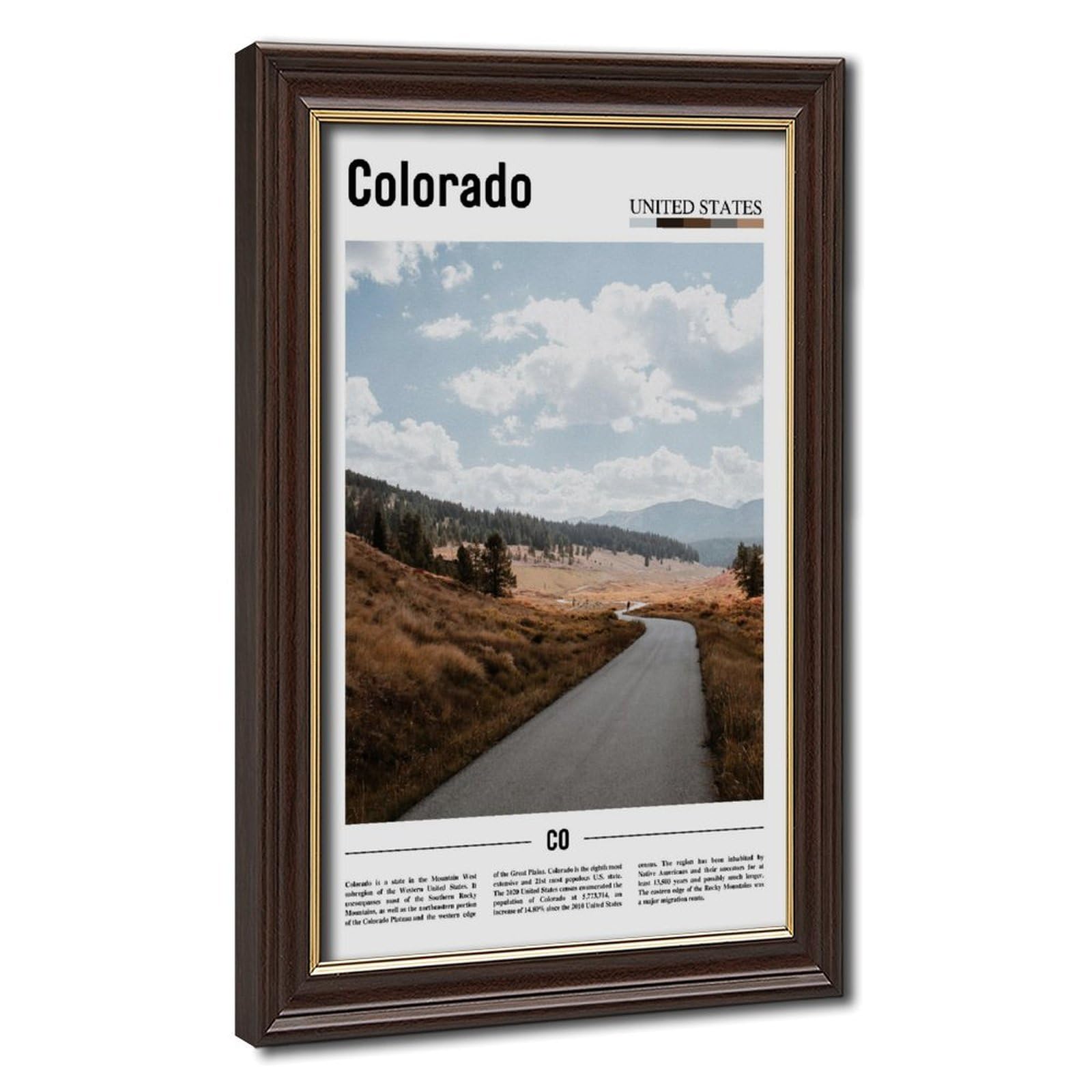 Wcyb Mokume Gane Frame Colorado Highway The United States Of America Landscape Travel Prints Posters Canvas Deco Paintings Wall Art For Office Living Room Hangable Frame 20"