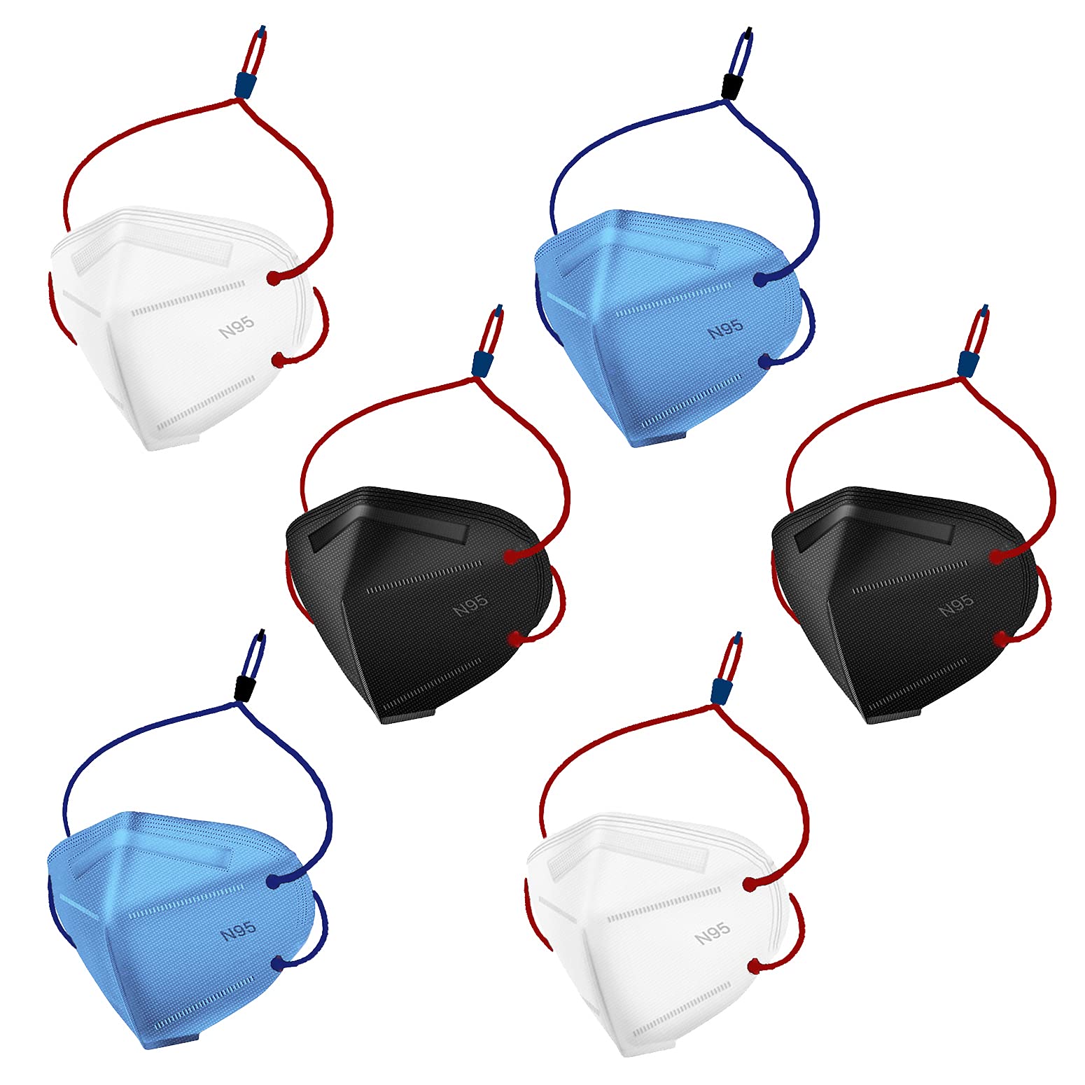 Shocknshop Mens N95 Nonwoven Fabric Washable And Reusable Head Loop 5 Layer Protection Masks Without Valve, White, Black, SkyBlue, Pack of 6 (B09279C1GN) Amazon Price History, Amazon Price Tracker