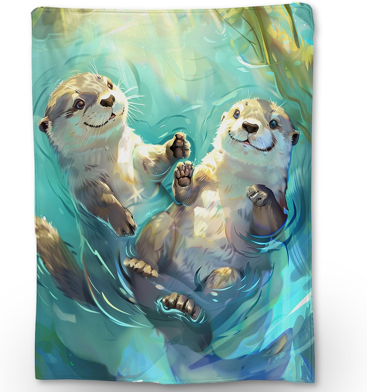 Cute Swimming Otter Blanket – Soft Warm Fuzzy Flannel Throw Blanket, Cozy Lightweight Blankets for Couch, Bed, Travel & Outdoor Use, Ideal for Adults Kids Women Boys Girls 40×50 in