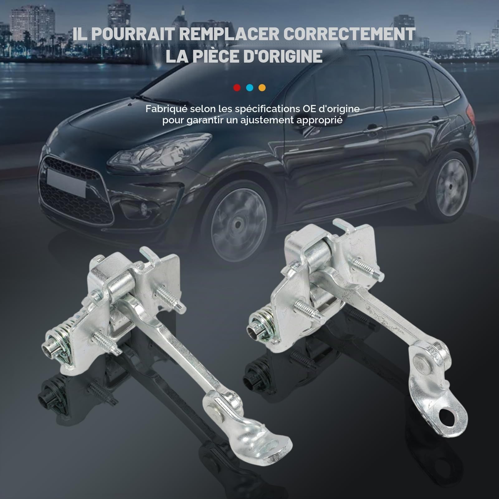 2X Tirants de Porte Limiteur Butée Charnière Porte Avant Gauche Droit pour C3 MK1 MK2 2002-2015 9181H1 9181N0