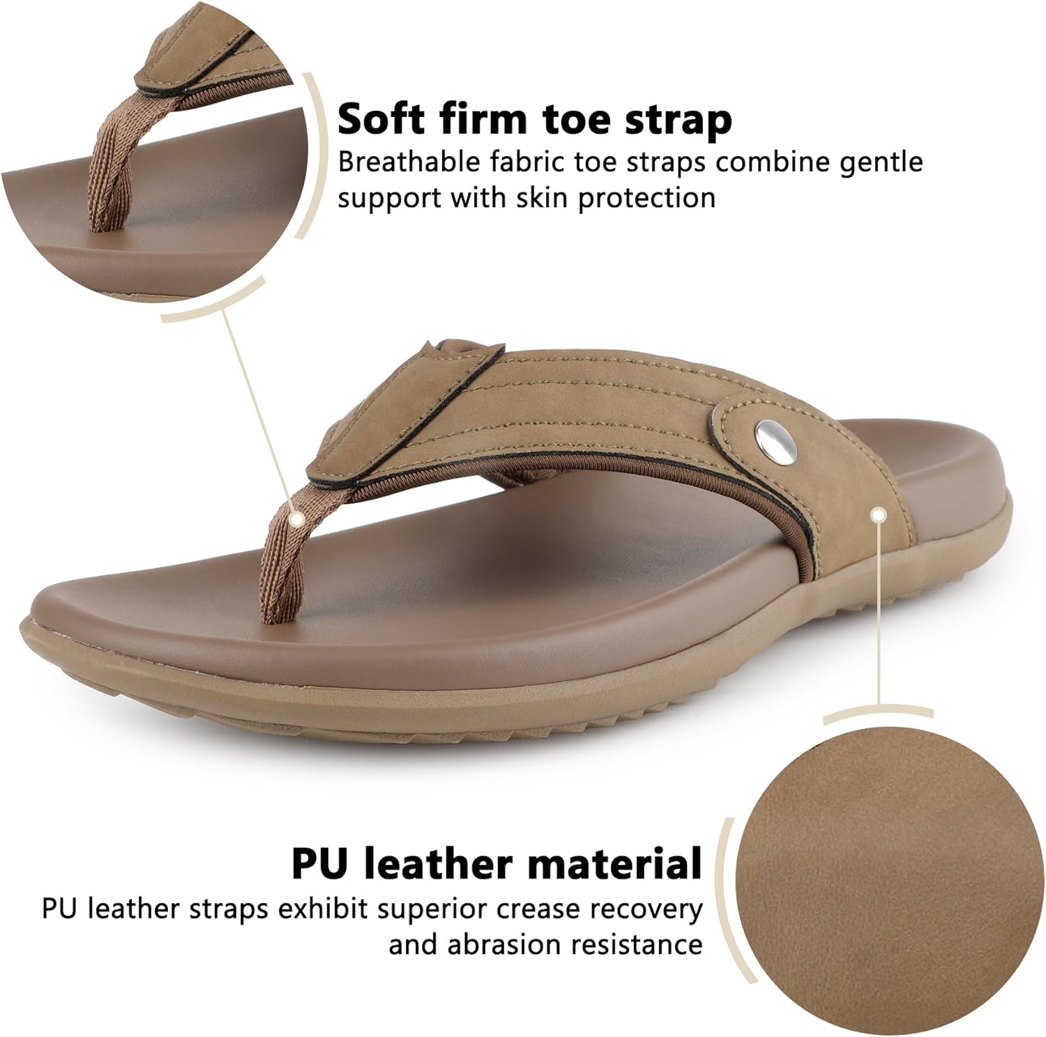 Men's Heavy Duty Soft Summer Beach Sandals Sport Cushion Flip Flops – Arch Support & Comfort Casual Thong Slip On Indoor Outdoor | Durable Non-Slip Sole - Image 5