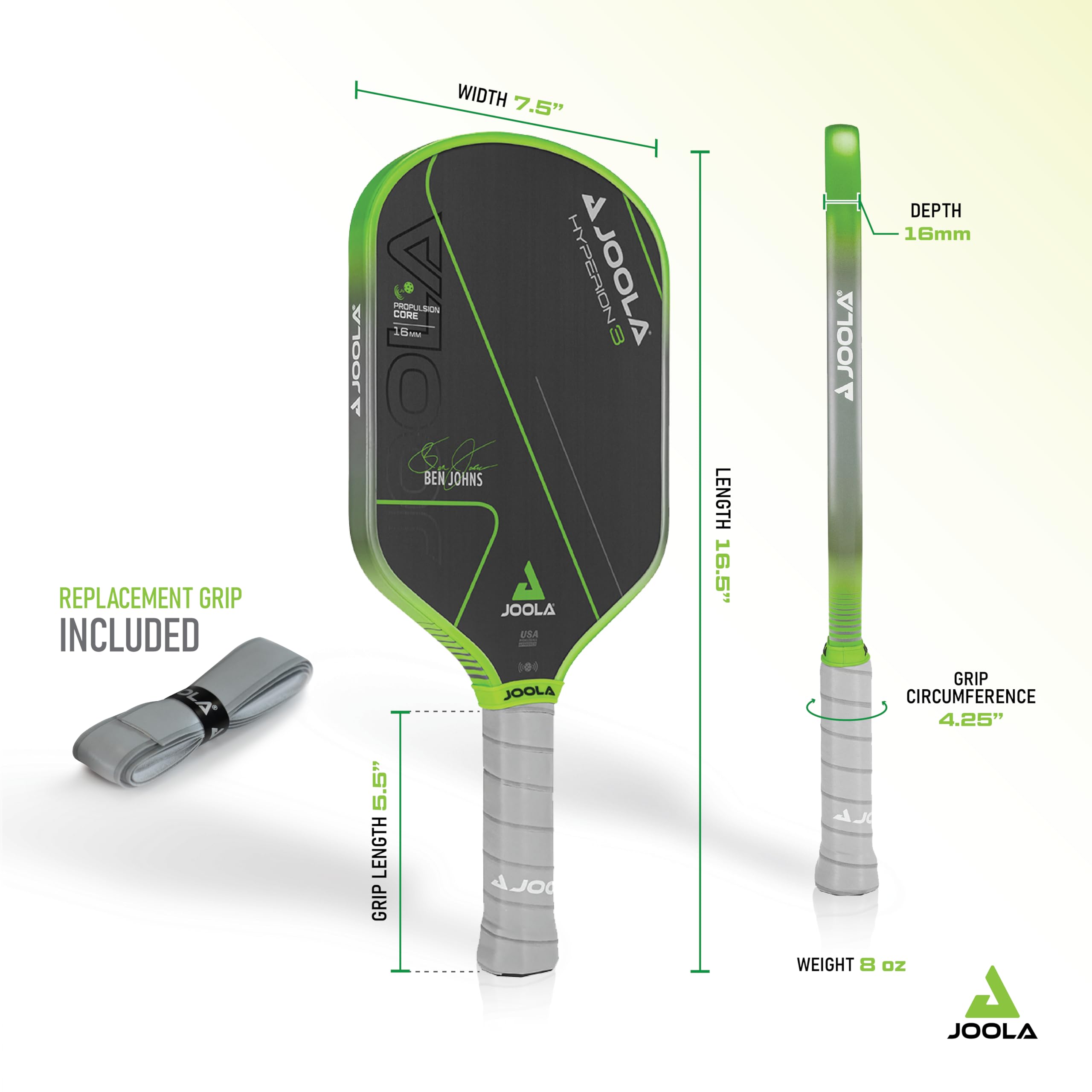 Amazon | Ben Johns Hyperion 3 16mm Feel-Tec Pure Grip 付き | JOOLA