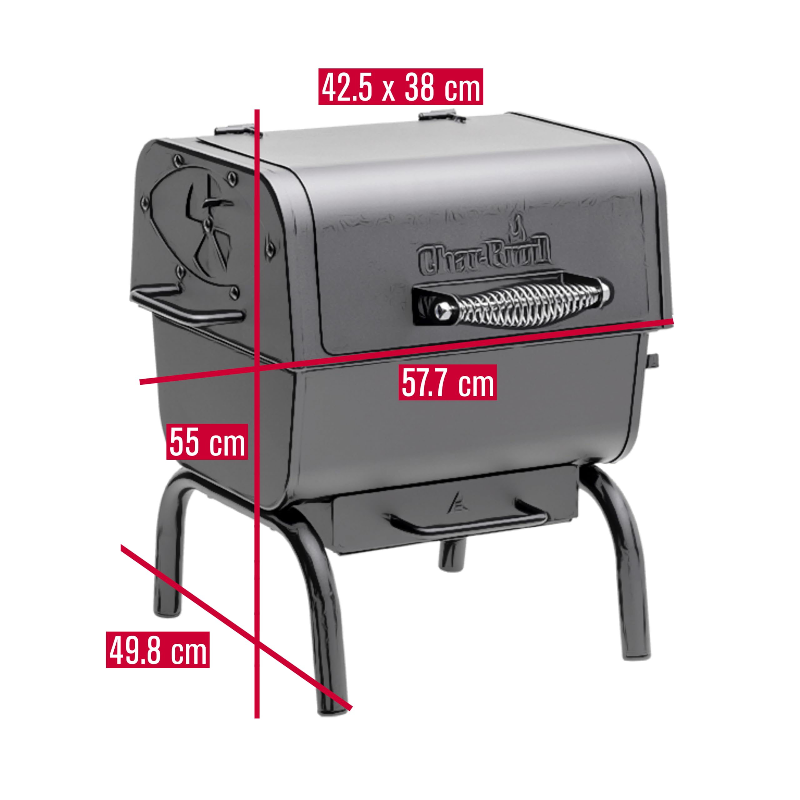 Char-Broil Węgiel drzewny 2Go, przenośny grill na węgiel drzewny, regulowany wlot powietrza, połącz go z węglem drzewnym M/L, aby utworzyć offsetowy wędzarnia