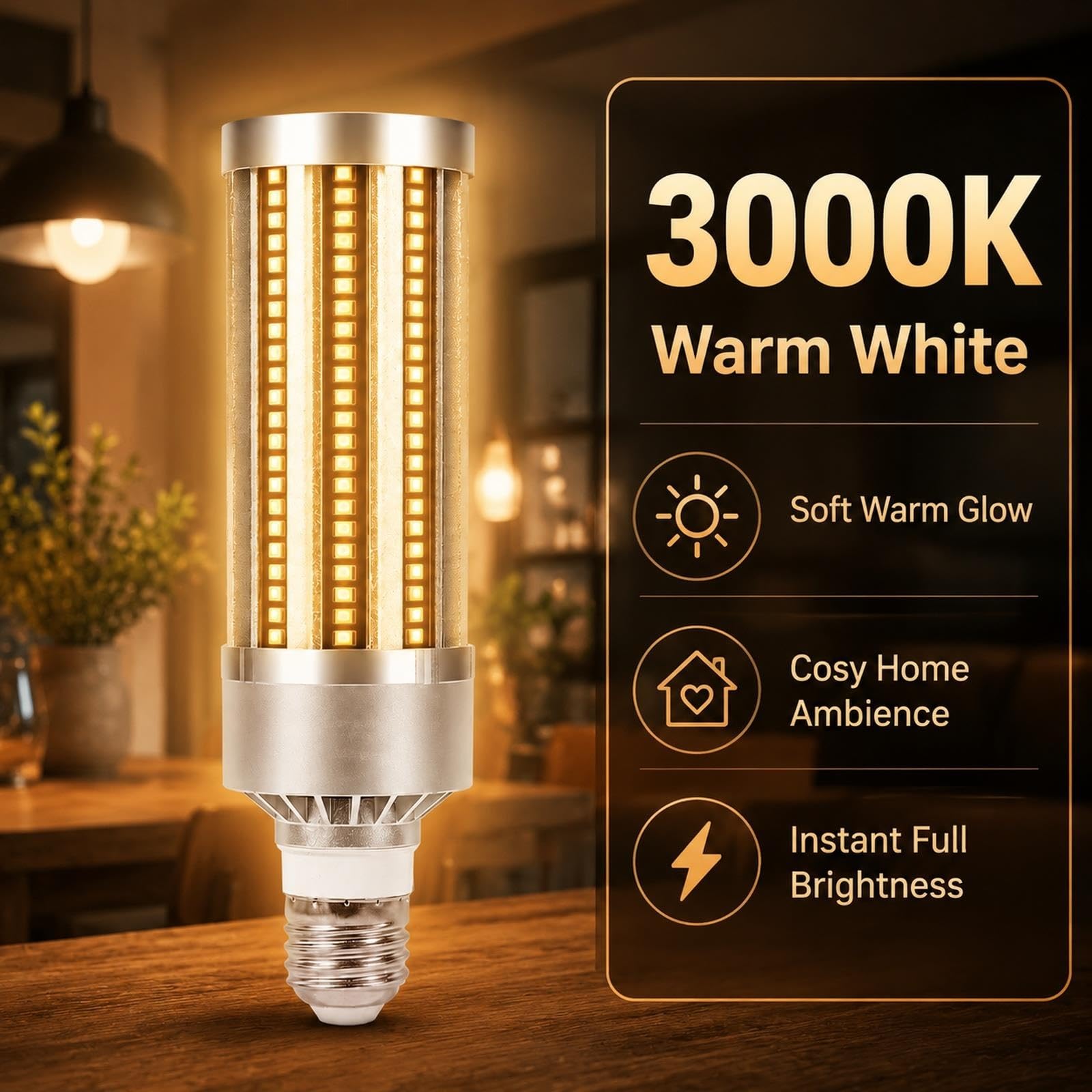 Lampadina LED E27 35W 3000K Luce Calda Alta Luminosità Non Dimmerabile
