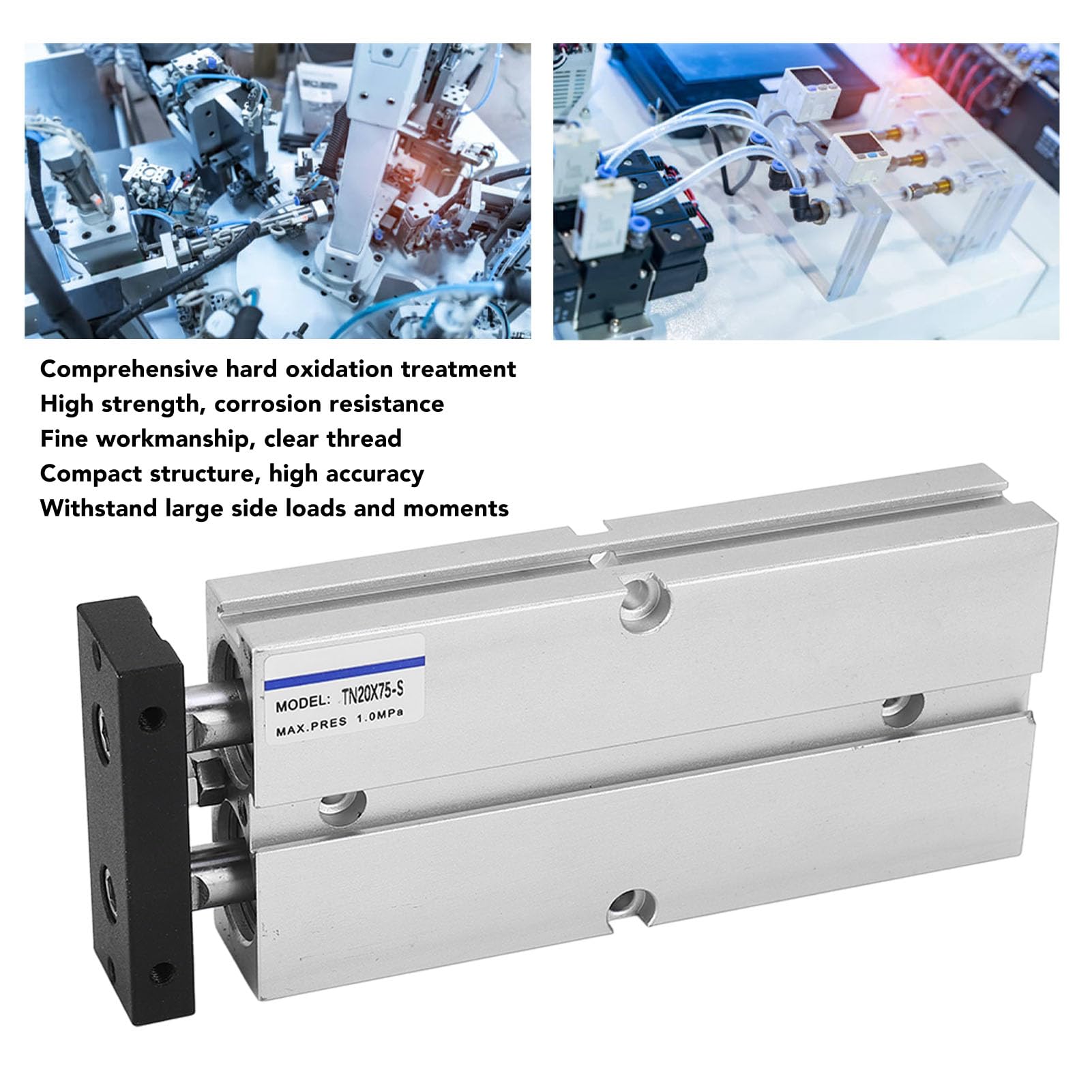 Luftzylinder, Doppelwellenstange Pneumatik Luftzylinder, 2 Kolben Doppelwirkender Zylinder, Magnet Doppelwellenzylinder Dichtungsluftzylinder (70mm Hub)