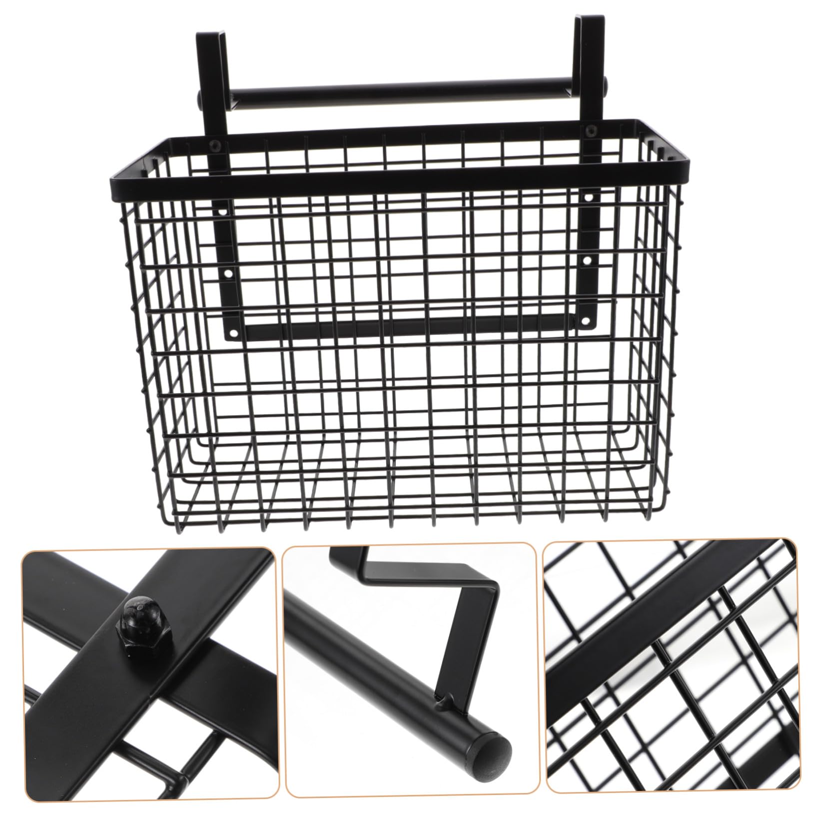 Healifty Cesta Colgante de Acero al Carbono Negro para Verduras, Montaje | Ahorro de Espacio, Instalación sin Clavos, Apta para Cocina y Ambientes Húmedos