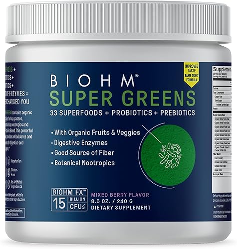 Miniatura 2 de BIOHM Super Greens and Super Kids Bundle, polvo de superalimento verde antioxidante en polvo vegetariano con superalimento para niños en polvo más
