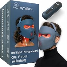 myhalos&reg; Red Light Therapy Face Mask - Medical-Grade LED Light Therapy Device with Nir-Infrared (1072 nm), Red (633 nm) &amp; Blue (460 nm) Light - Anti-Aging Skin Treatment for Wrinkles &amp; Fine Lines