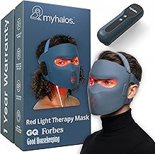MyHalos® Red Light Therapy Face Mask - Medical-Grade LED Light Therapy Device with Nir-Infrared (1072 nm), Red (633 nm) & Blue (460 nm) Light - Anti-Aging Skin Treatment for Wrinkles & Fine Lines