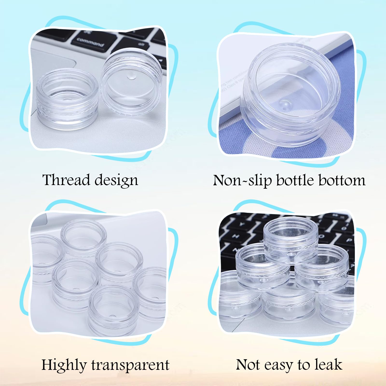 Newaner 60 Pots Cosmétiques Vides 10g/10ml - Pots Transparents Avec Bouchon Et Autocollants