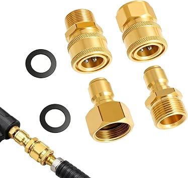 4 Packs Pressure Washer Hose Fittings, M22-15mm to 3/8 Inch