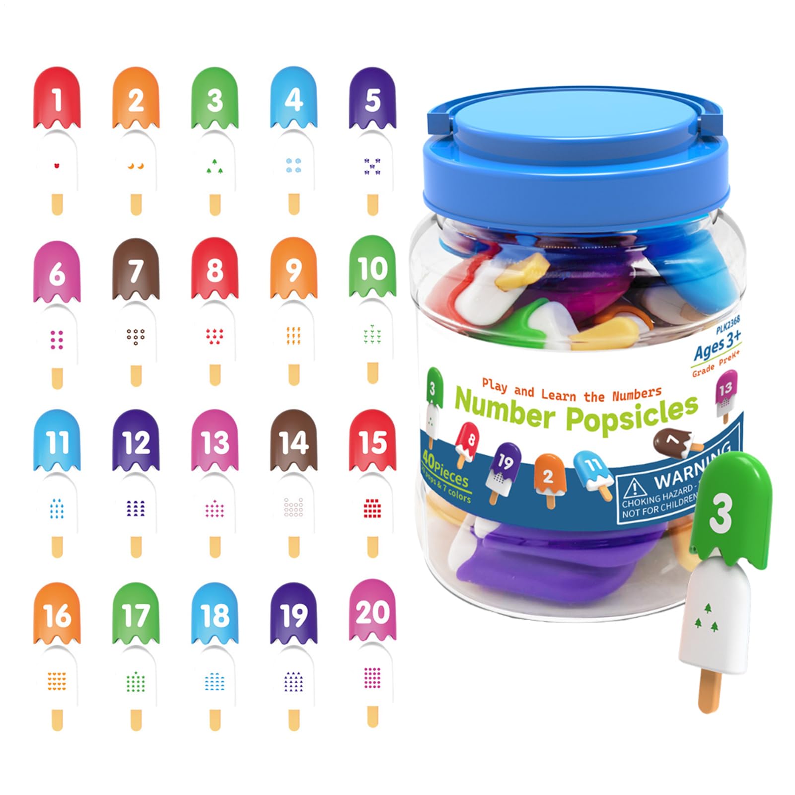 Number Matching Game – Interactive Ice Cream Toy Set, Educational Matching Popsicles | Preschool Number and Letter Toy, Classroom Manipulative for Hands-On Learning for Early Education