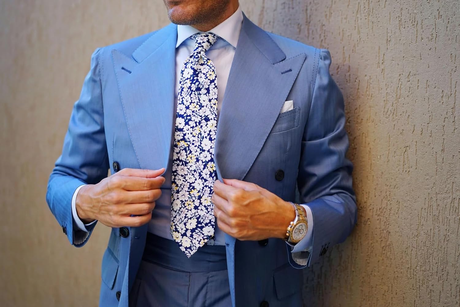 OTAA Puerto Rico White Flower Necktie Casual Ties for Men - Perfect Neck Tie for Groomsmen Wedding Ties or Formal Occasions - Ideal Gifts for Him