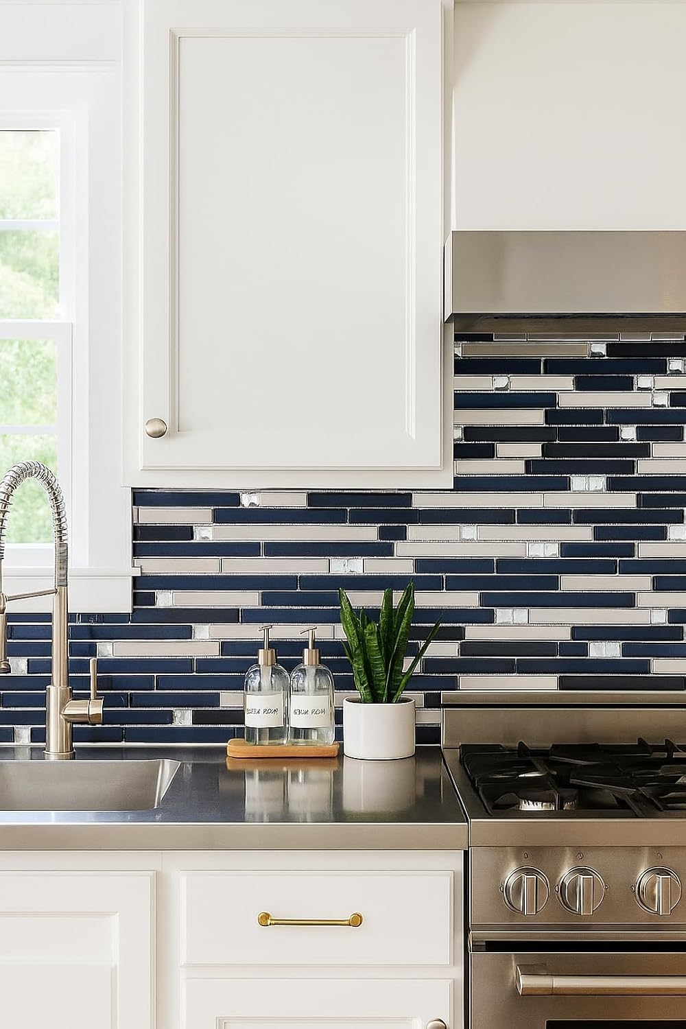 Silver Stainless Steel and Glass Diamond Mosaic Tile Black Silver Mix Backsplash Wall Accent Bathroom Kitchen Fireplace Tile 5 Sheets Easy Install