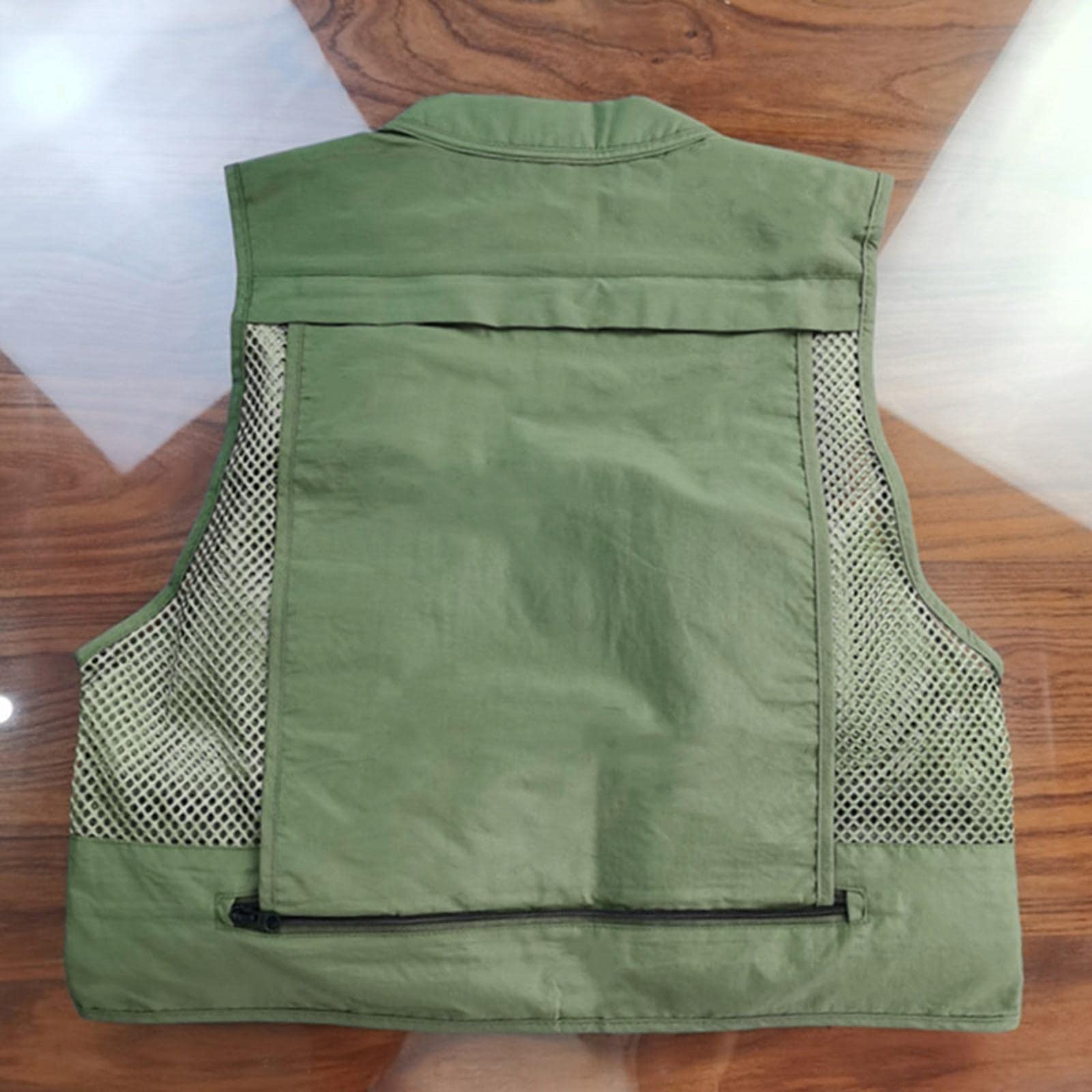 Gilet da Pesca da Uomo Leggero E Traspirante con Poliestere Idrorepellente, Schienale Removibile, Pieghevole, Ampio Spazio per Riporre Oggetti