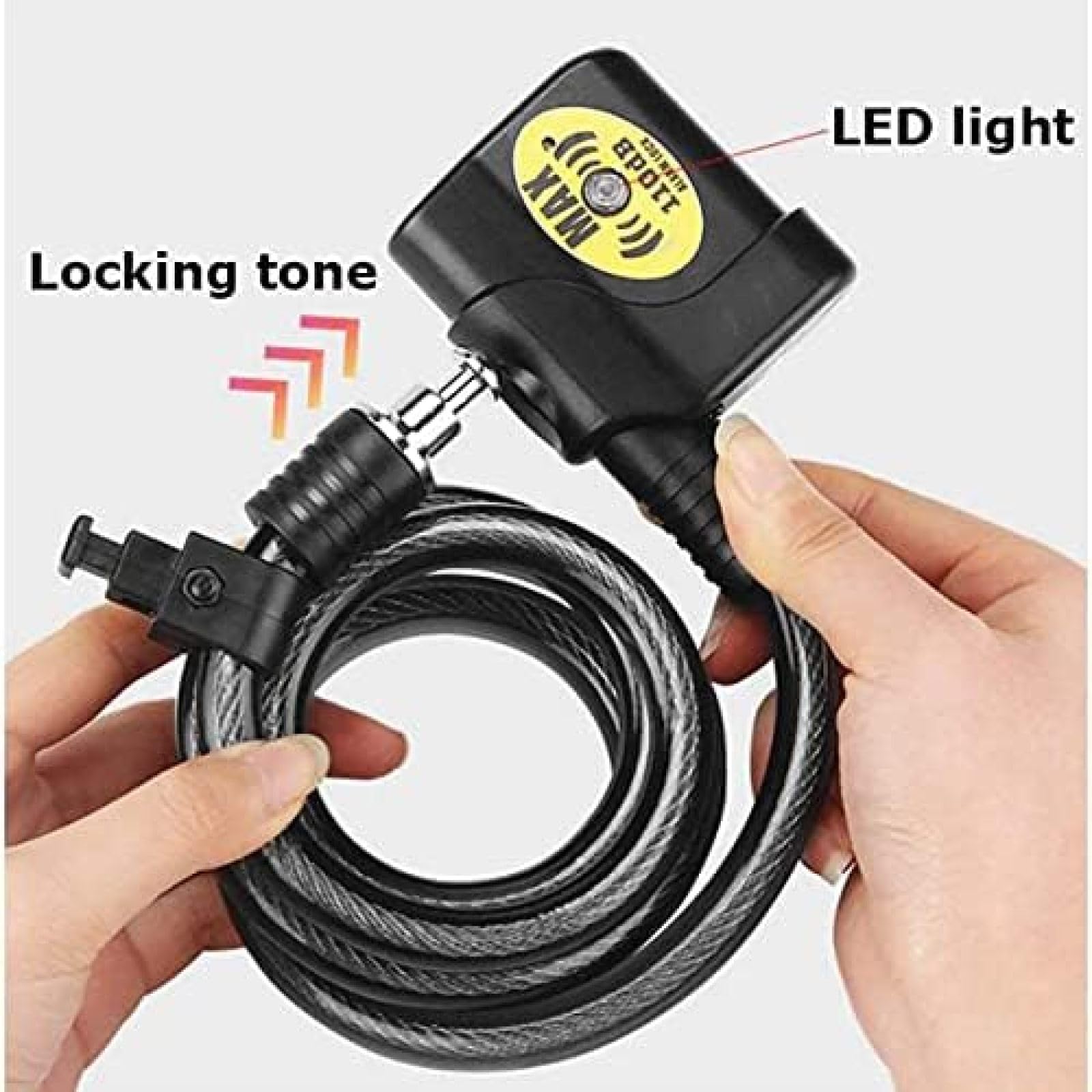 Cable de bloqueo de bicicleta con alarma, nivel de sonido de alarma 110 DB, candados de bicicleta antirrobo impermeables, alarma de seguridad antirrobo para candado de bicicleta seguridad de