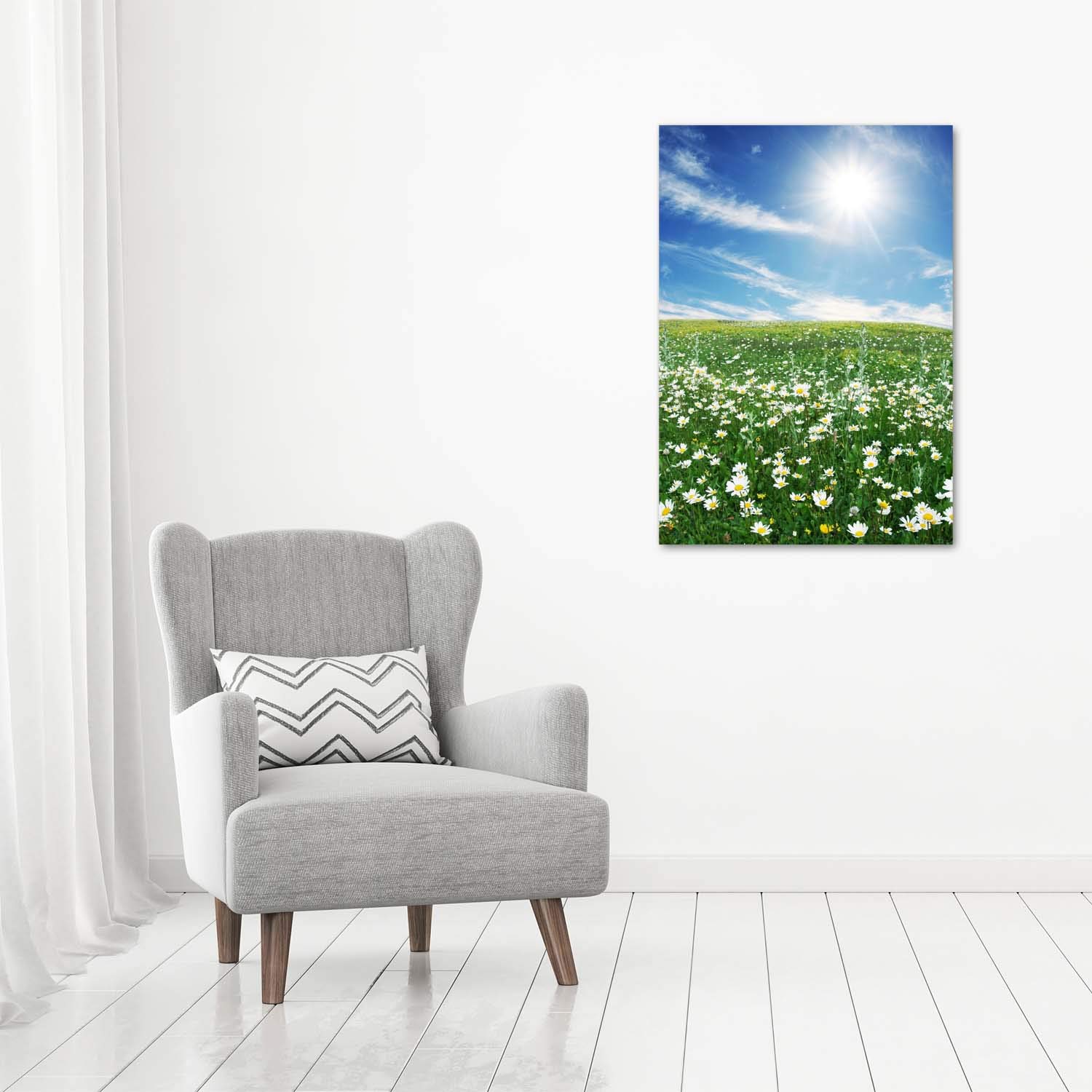 Tulup Impression sur Verre 70x100 cm Image Tableau Photo décorative panoramique pour la Cuisine et Le Salon - Paysage - Prairie - Vert