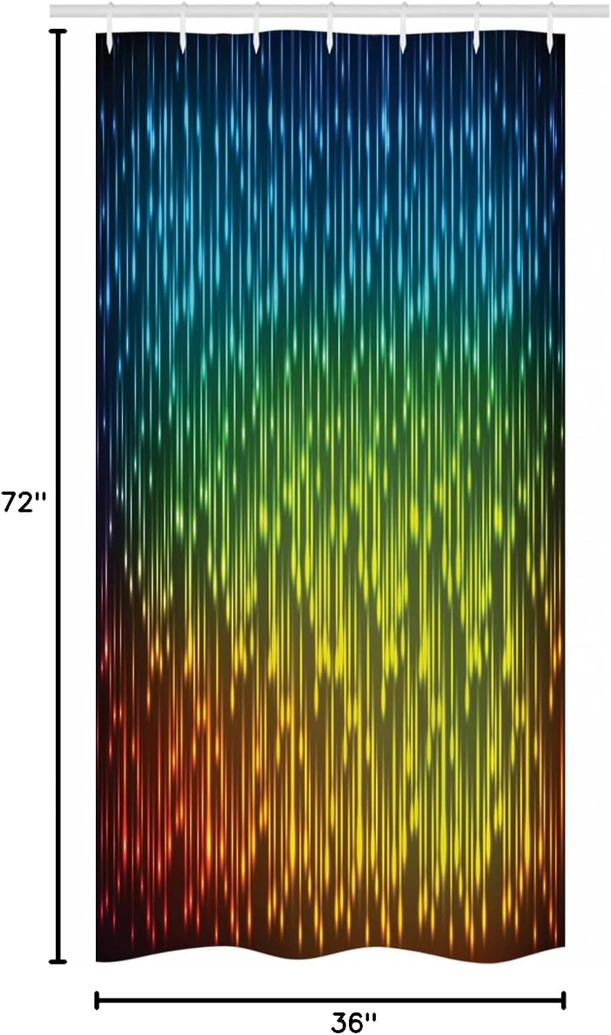 Ambesonne Colorful Stall Shower Curtain, Galaxy Universe Outer Space Inspired Technical Neon Rain Modern Abstract Art Print, Fabric Bathroom Decor Set with Hooks, 36" W x 72" L, Lime Green Sky Blue