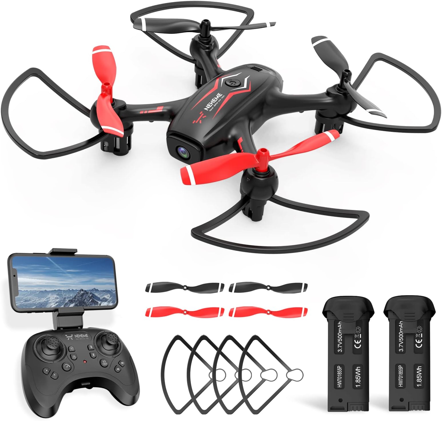 NEHEME NH530 Camera Drones with Extra 4 Propellers Guards, 2A Blades, 2B Blades, 4 Blade Screws and 1 Screwdriver