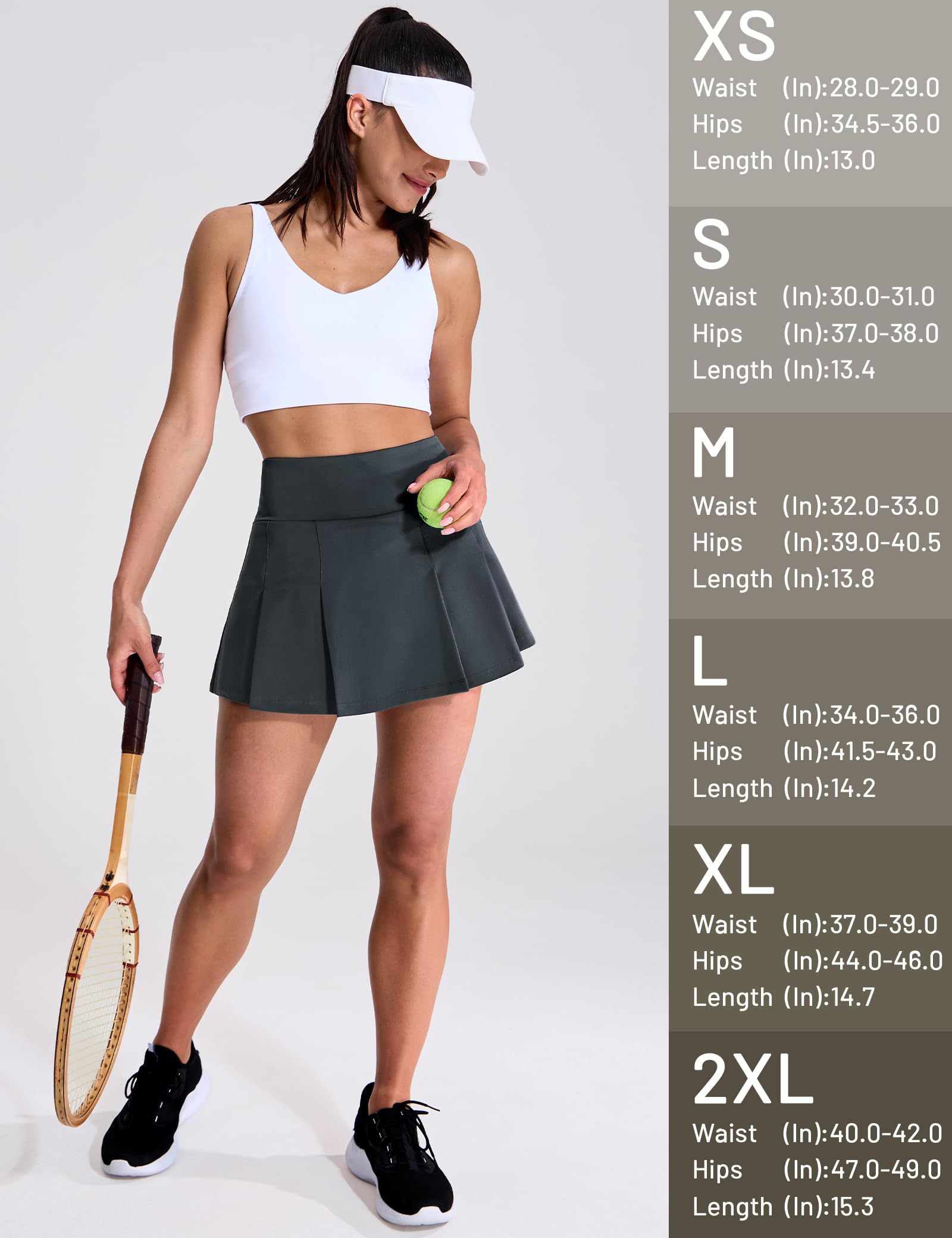 MIER Faldas de tenis para mujer, falda plisada de golf con bolsillo de forro de cintura alta, falda atlética para correr, entrenamiento, deportes