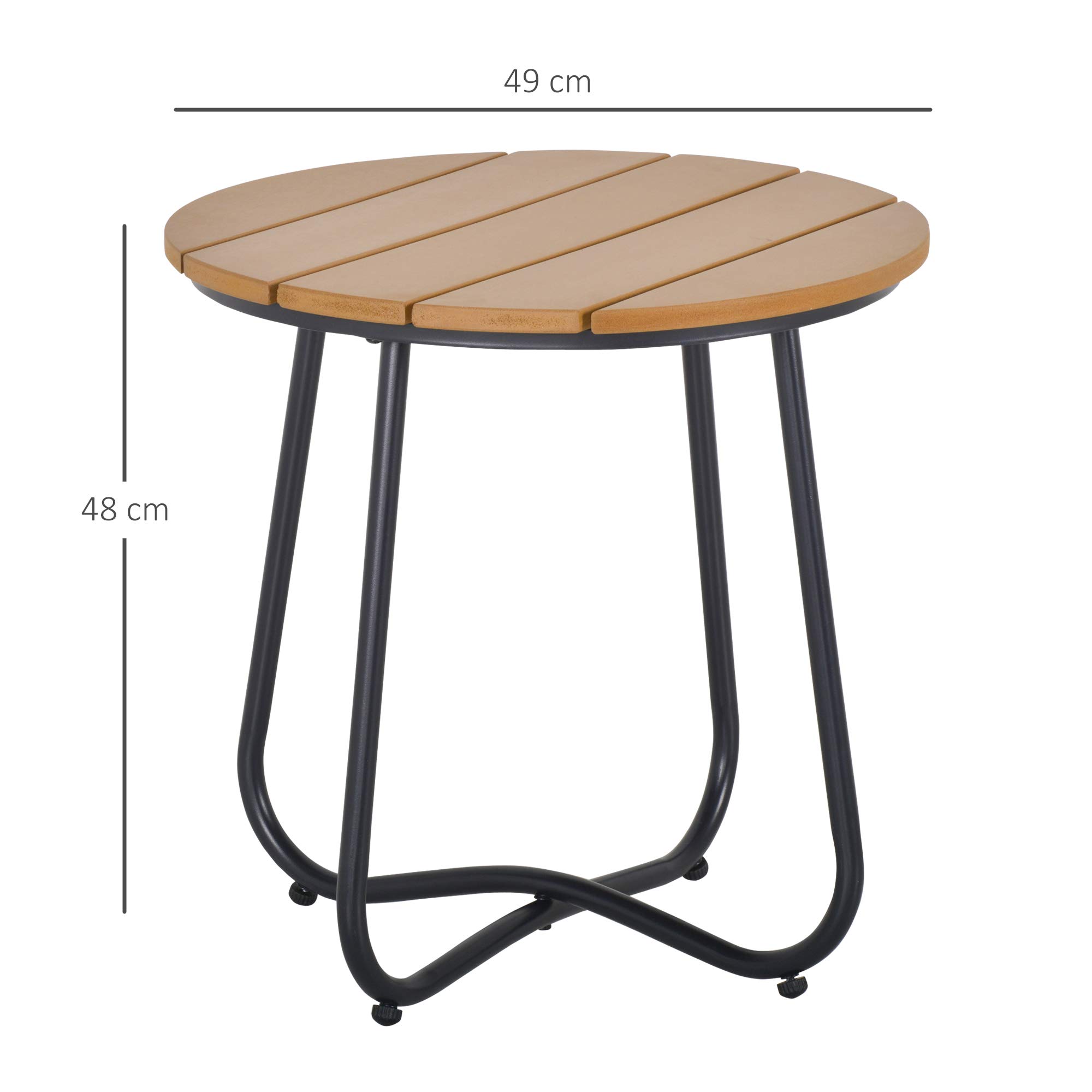 Outsunny Petite Table Basse Ronde d'Appoint Acier Jardin Balcon Terrasse Salon Ø49 x 48H cm Marron
