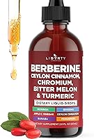 Vista 9 de Berberina con suplemento de canela de Ceilán gotas líquidas + extracto de melón amargo, glucomanano, gimnasia, cromo, cúrcuma, Panax Ginseng