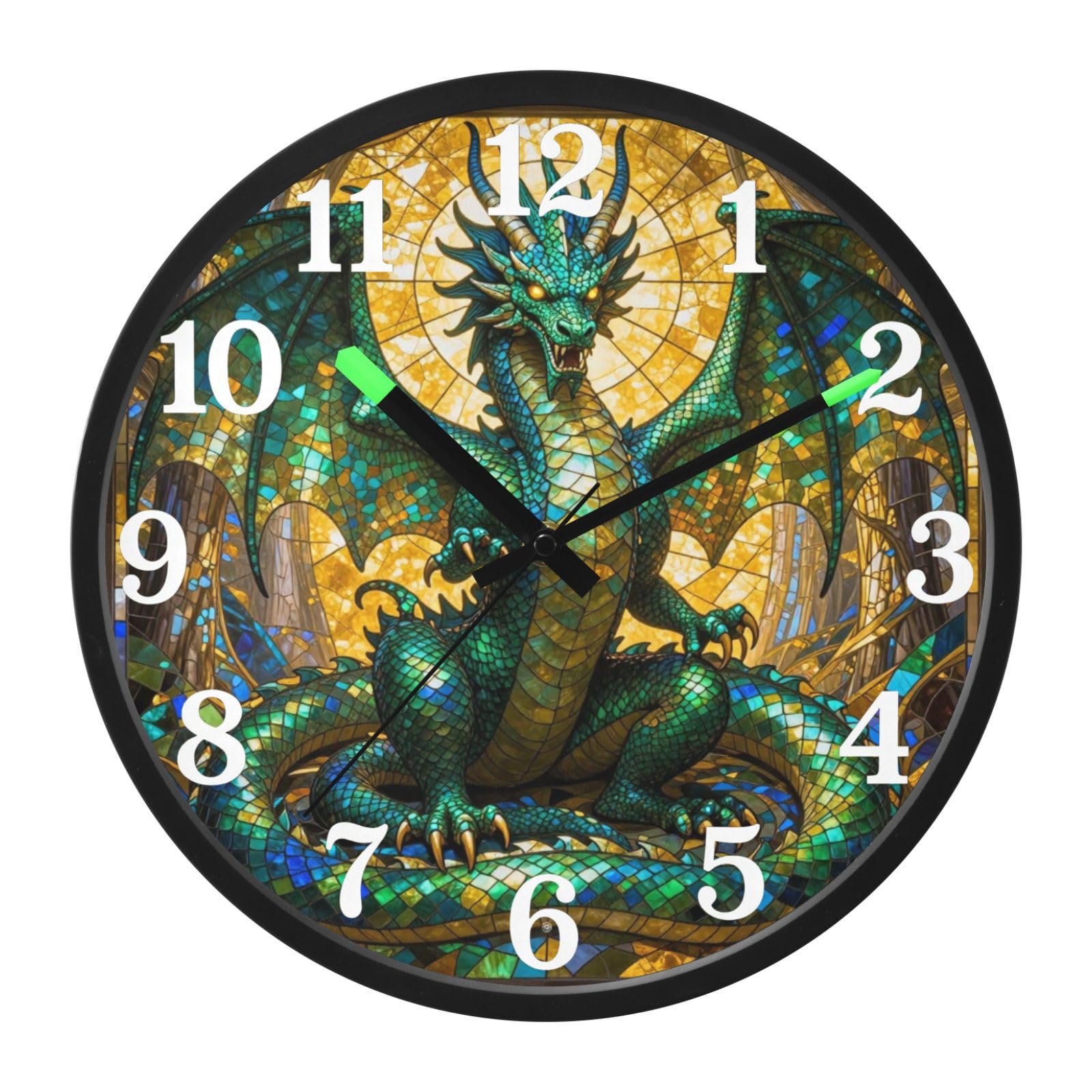 Yuiboo Horloge murale silencieuse en vitrail coloré activée par le son