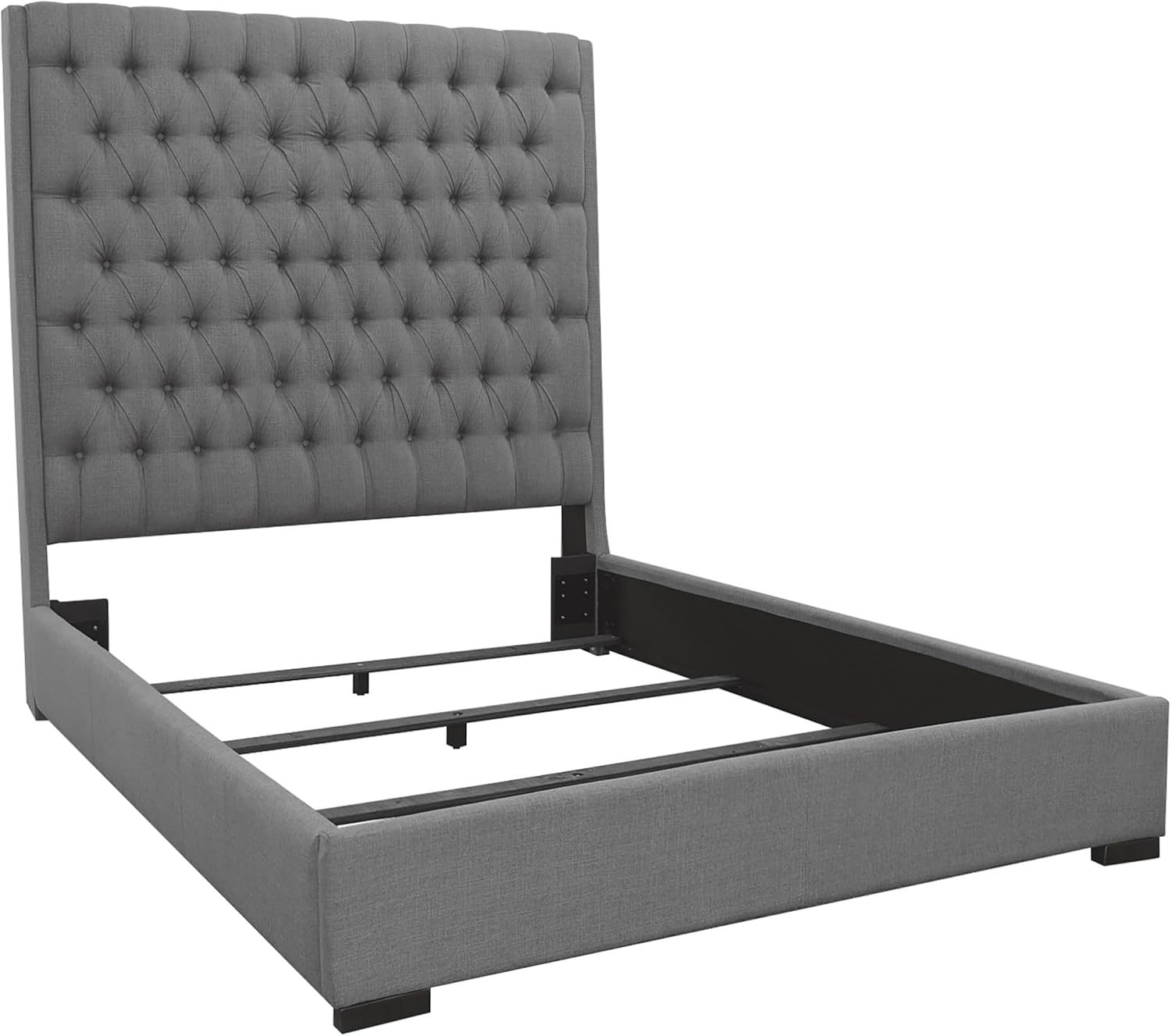Coaster Home Furnishings - Camille - Wood - Upholstered Queen Panel Bed with Button Tufting and Tall Headboard - Bedroom - Grey - 300621Q