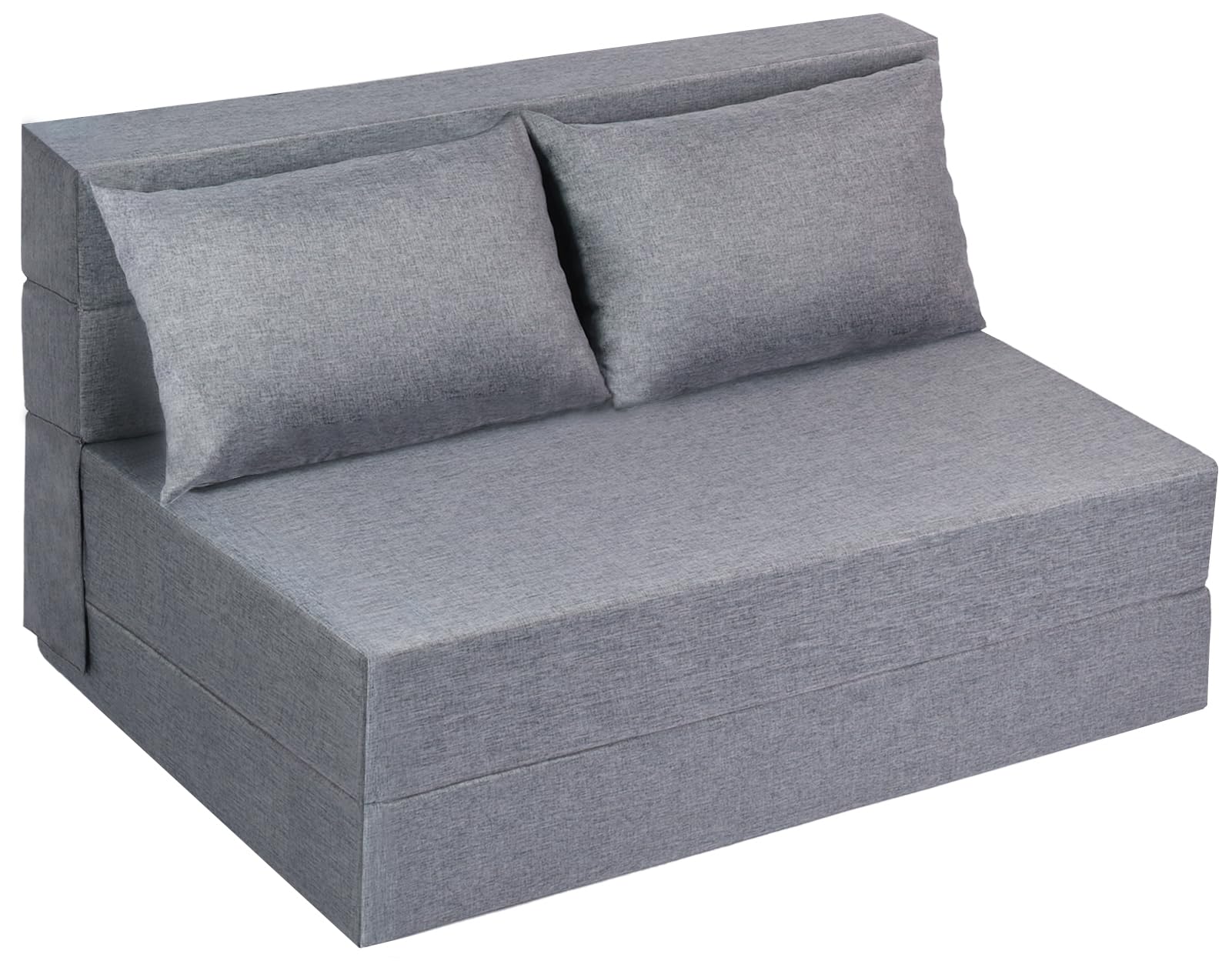 Fvkind Folding Sofa Bed Twin Size, Foldable Sleeper Chair with 2 Pillows, Convertible Futon Sofa Bed with Washable Cover, Fold Out Couch for Living