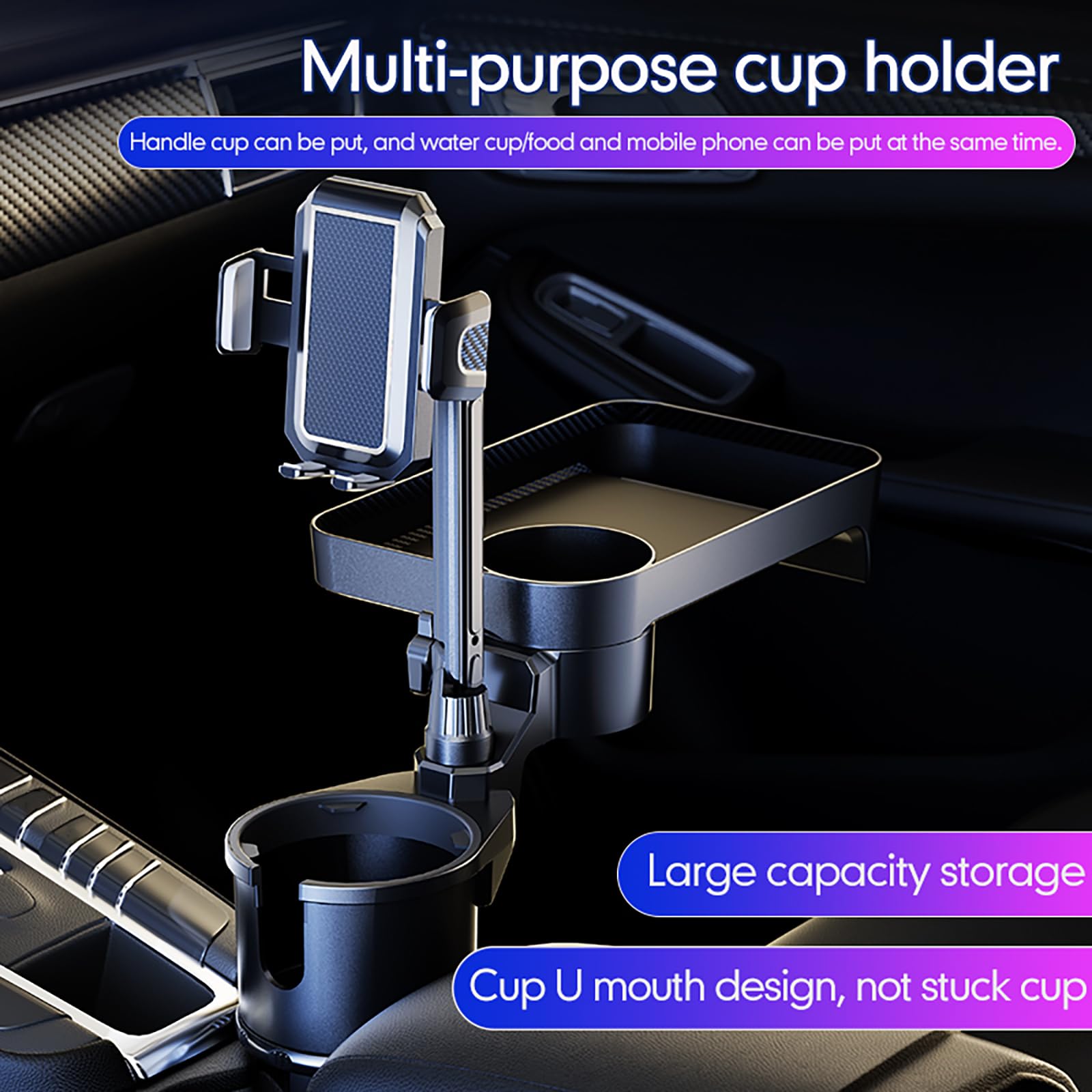 Getränkehalter Auto für Geely Emgrand GS/Emgrand Haijing Hai Jing, 4 In 1 Verstellbarer Becherhalter Handyhalterung Tisch Tablett Becherhalter Auto Cupholder Dosenhalter,L