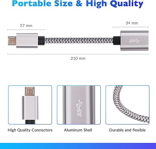 Miniatura 9 de Adaptador USB-C a USB 3.0, paquete de 4, cable OTG trenzado de nailon tipo C 3.1 USB C macho a USB A 3.0 hembra conector para iPhone15, iPhone15