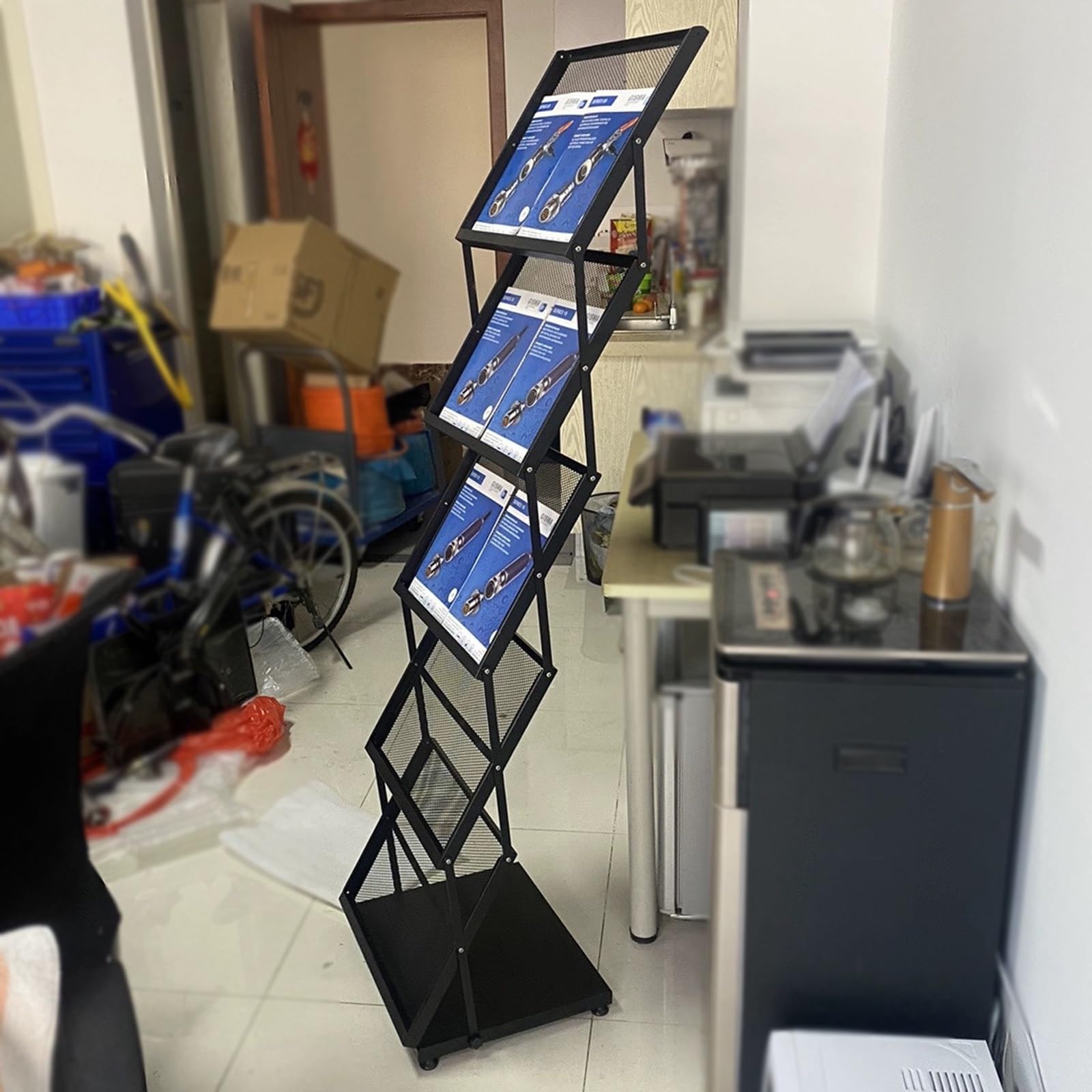 zeitungsständer Literaturständer - Stehender Zeitschriftenständer, 3 4 Tier Katalog Stehen Faltbare Messe Broschüre Halter Für Ausstellungen Banken Zeitungsstand ( Size : White 3 Tier 46x37x132 cm )