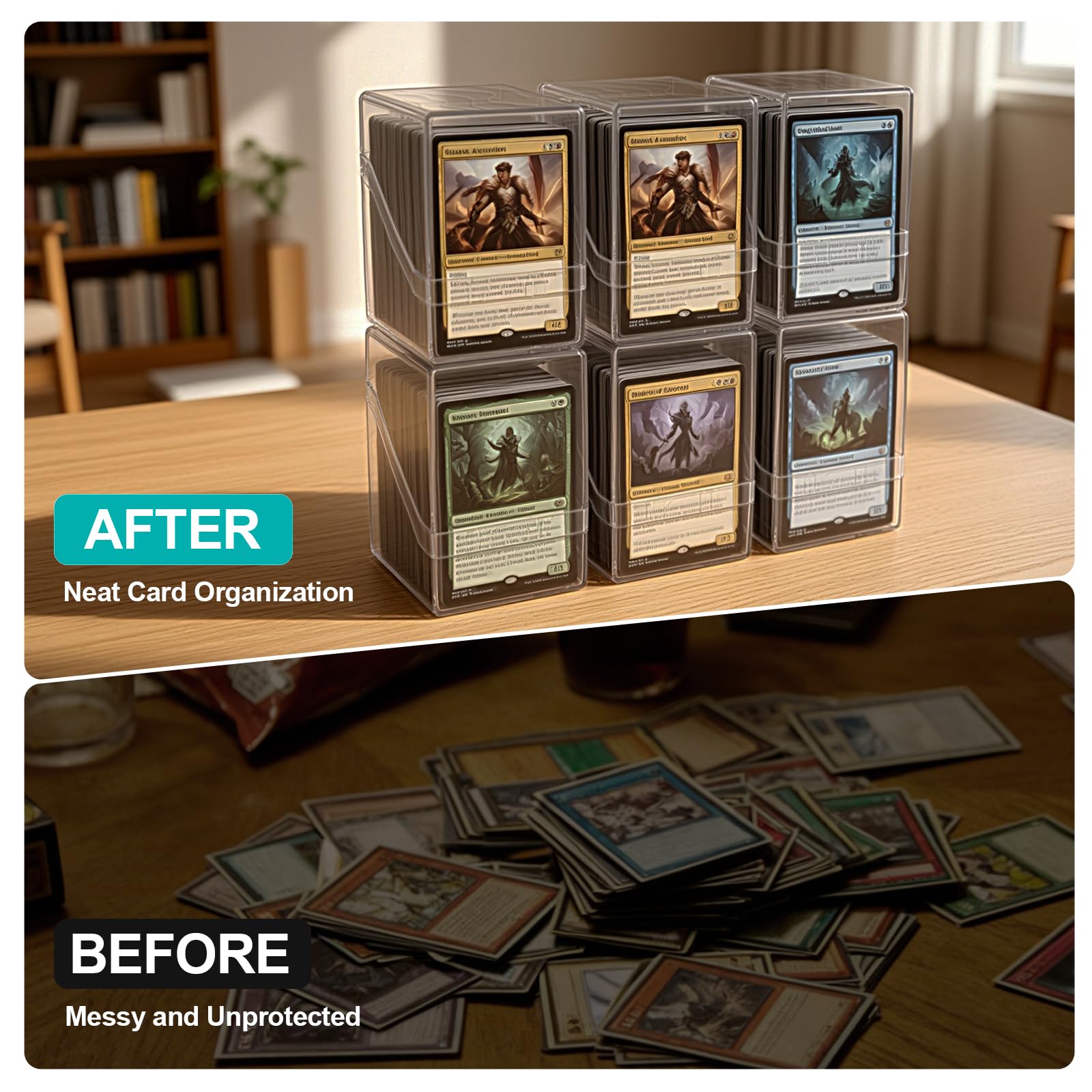 Boîte de rangement pour cartes à collectionner MTG, lot de 6 étuis transparents Commander pouvant contenir plus de 600 cartes à pochettes avec 6 intercalaires, convient pour CCG TCG Sports