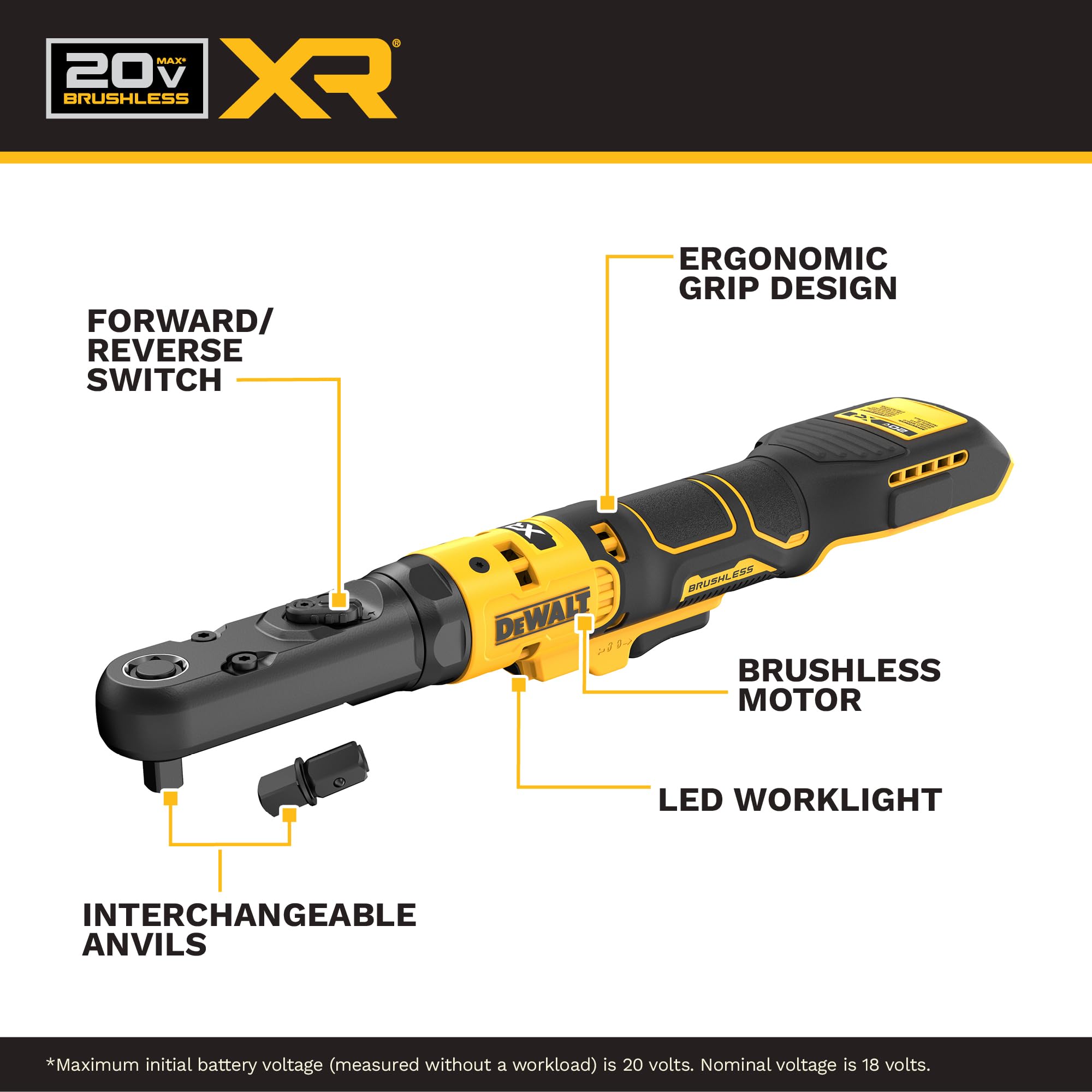 DEWALT 20V XR Cordless Ratchet - Bare Tool -2 DEWALT 20V XR Cordless Ratchet - Bare Tool -2