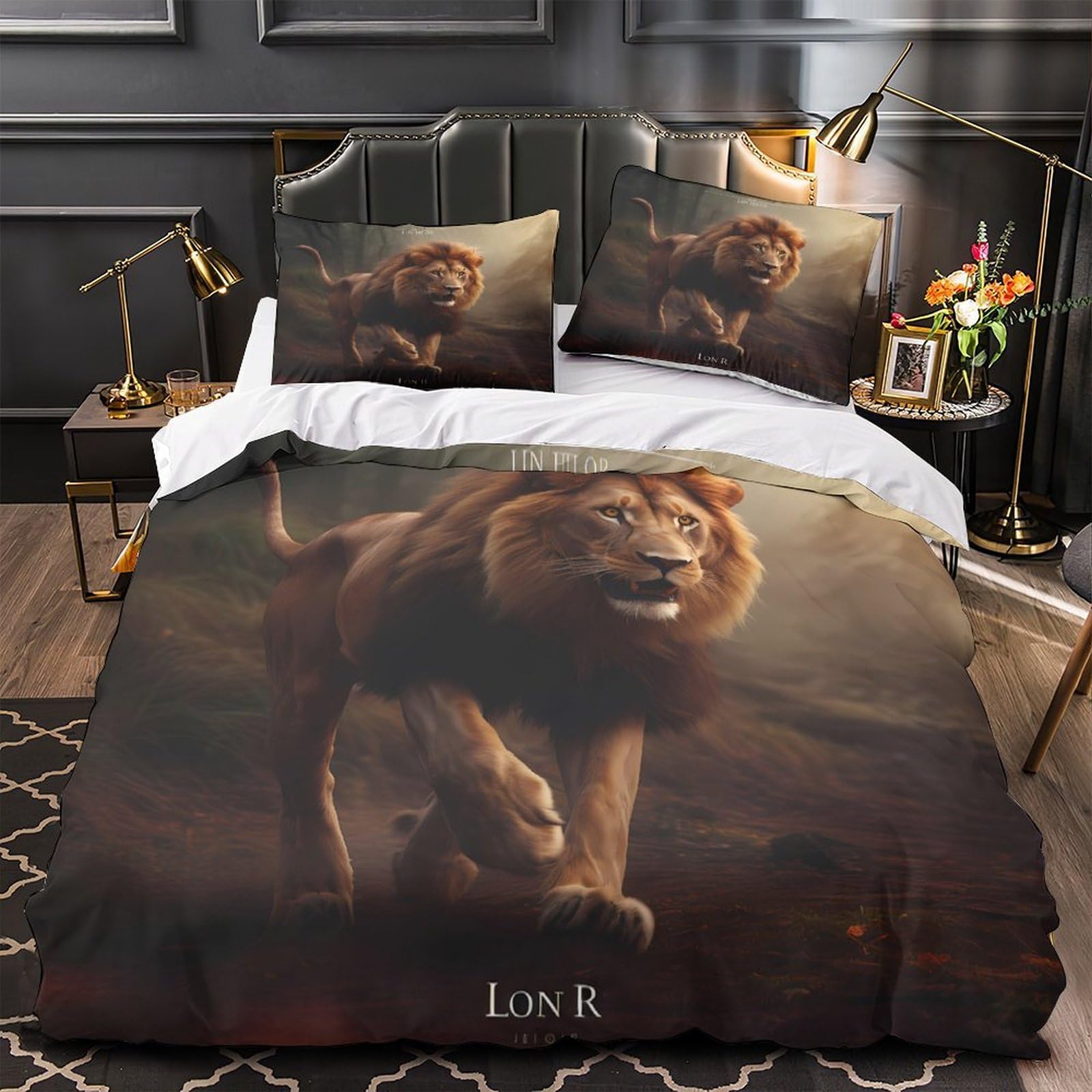 Housse de Couette 3D Respirante Trio de Lions Hypoallergénique en Microfibre