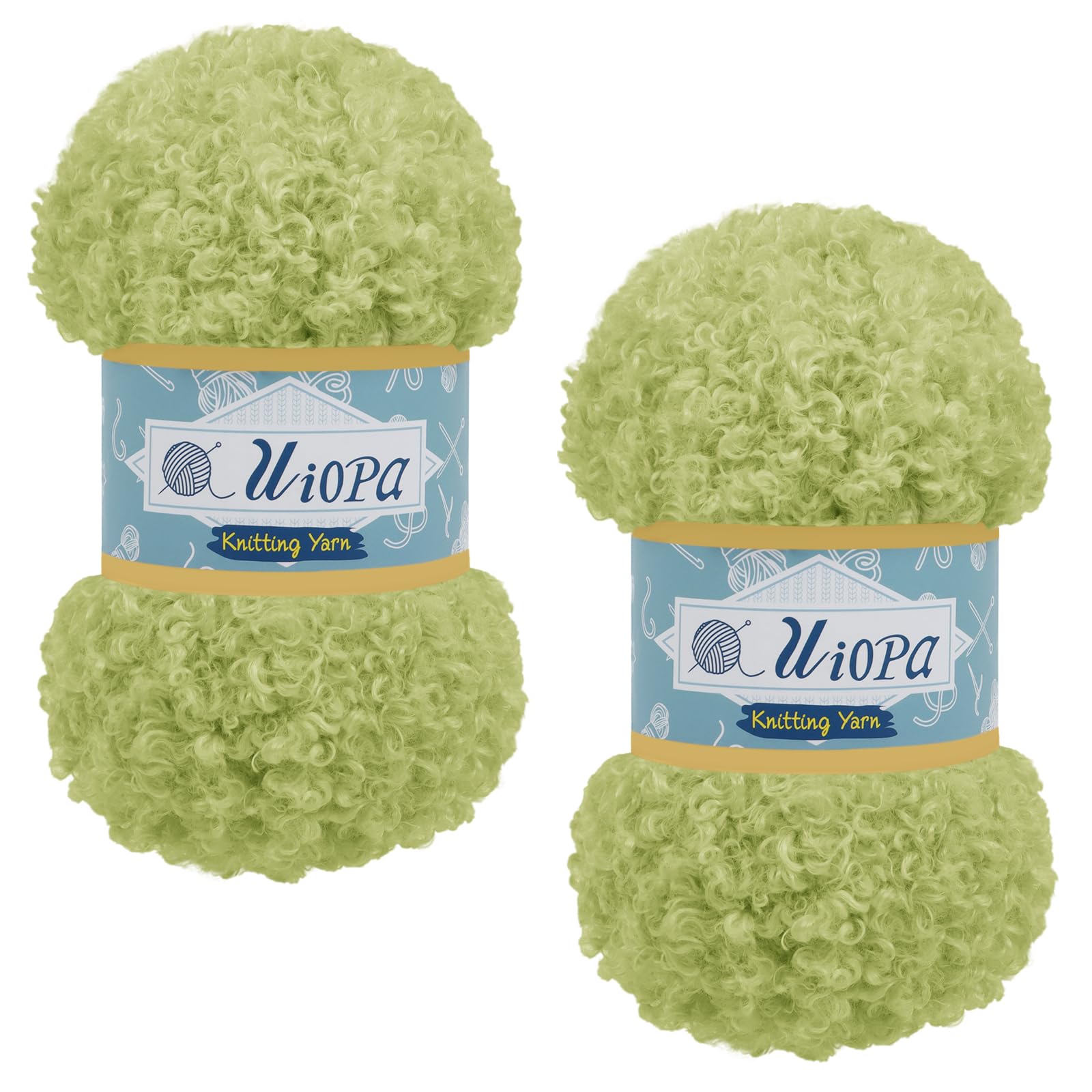 Uiopa 2 Skeins Faux Fur Yarn, 2 x 100g Teddy Fur Fluffy Wool, Polyester Eyelash Yarn Fluffy Chunky Wool for Crocheting Knitting Scarves Hats Bags Slippers DIY Crafts (Light Pink Green)