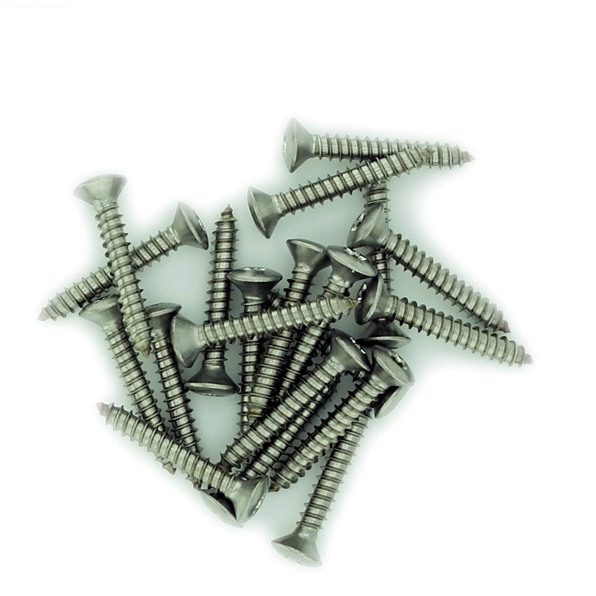 Singularity Supplies Silver No.2 X 0.625 (2.2Mm X 16Mm) Tx Raised Countersunk Self-Tapping Screw - Stainless Steel (A2) (Pack Of 20)