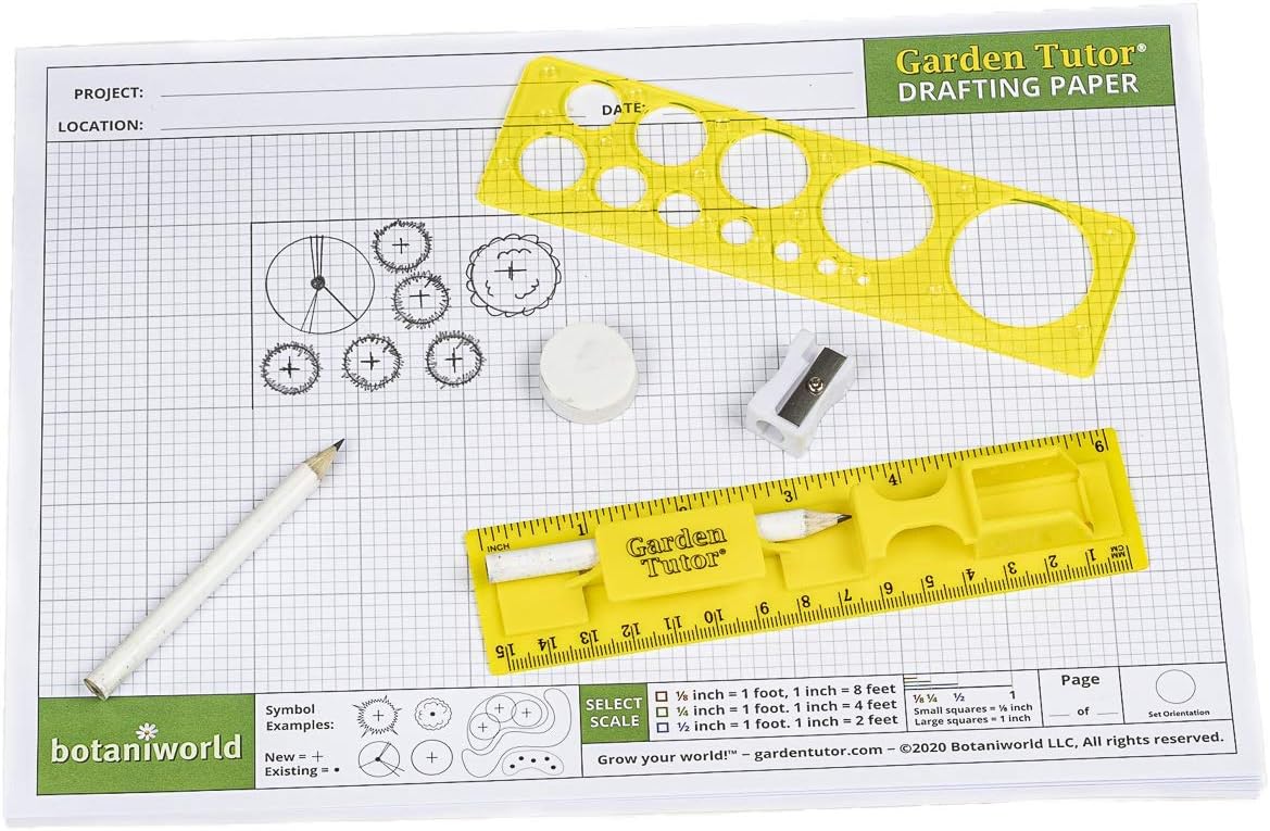 Garden Tutor Garden Design Kit - Yard and Garden Planner, Drafting, Layout and Design Tool kit with Detailed Full-Color Step-by-Step Garden Design Guidebook : Office Products