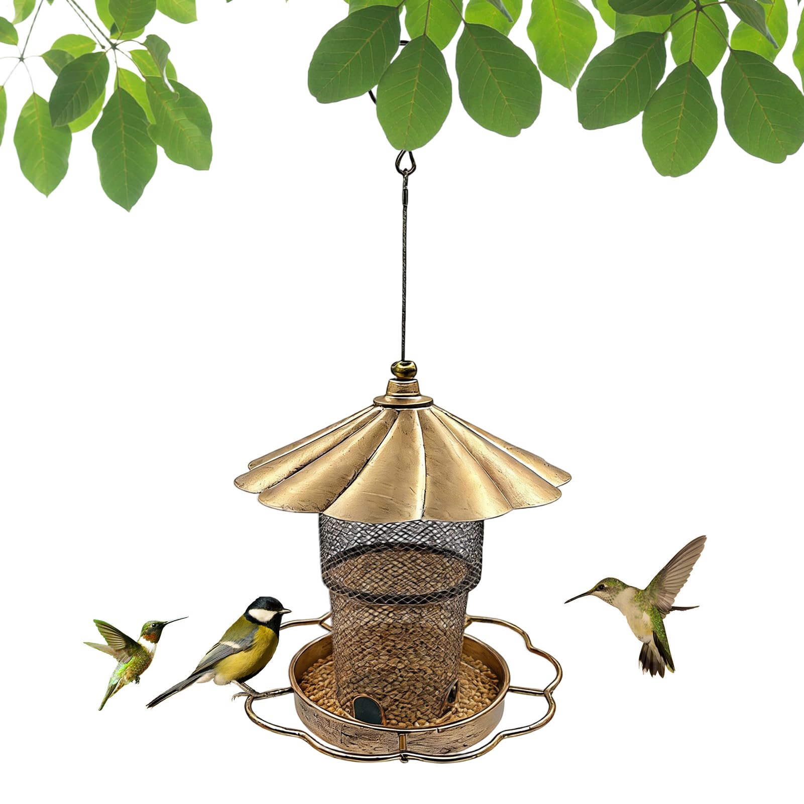Mangeoire colibris et chardonnerets pour jardin : plateau suspendu