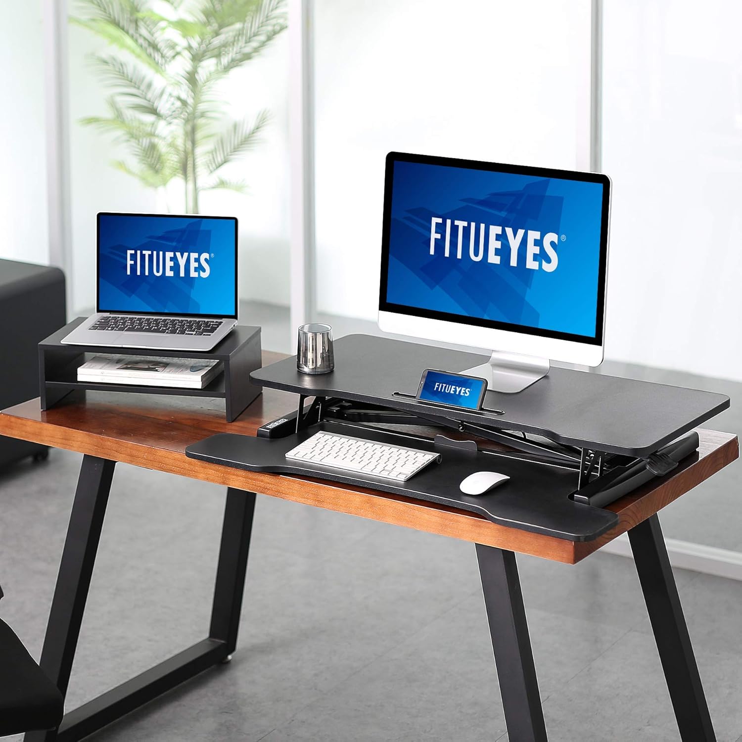FITUEYES Standing Desk Sit to Stand Monitor Riser Desktop Laptop Stand for Monitors DIY