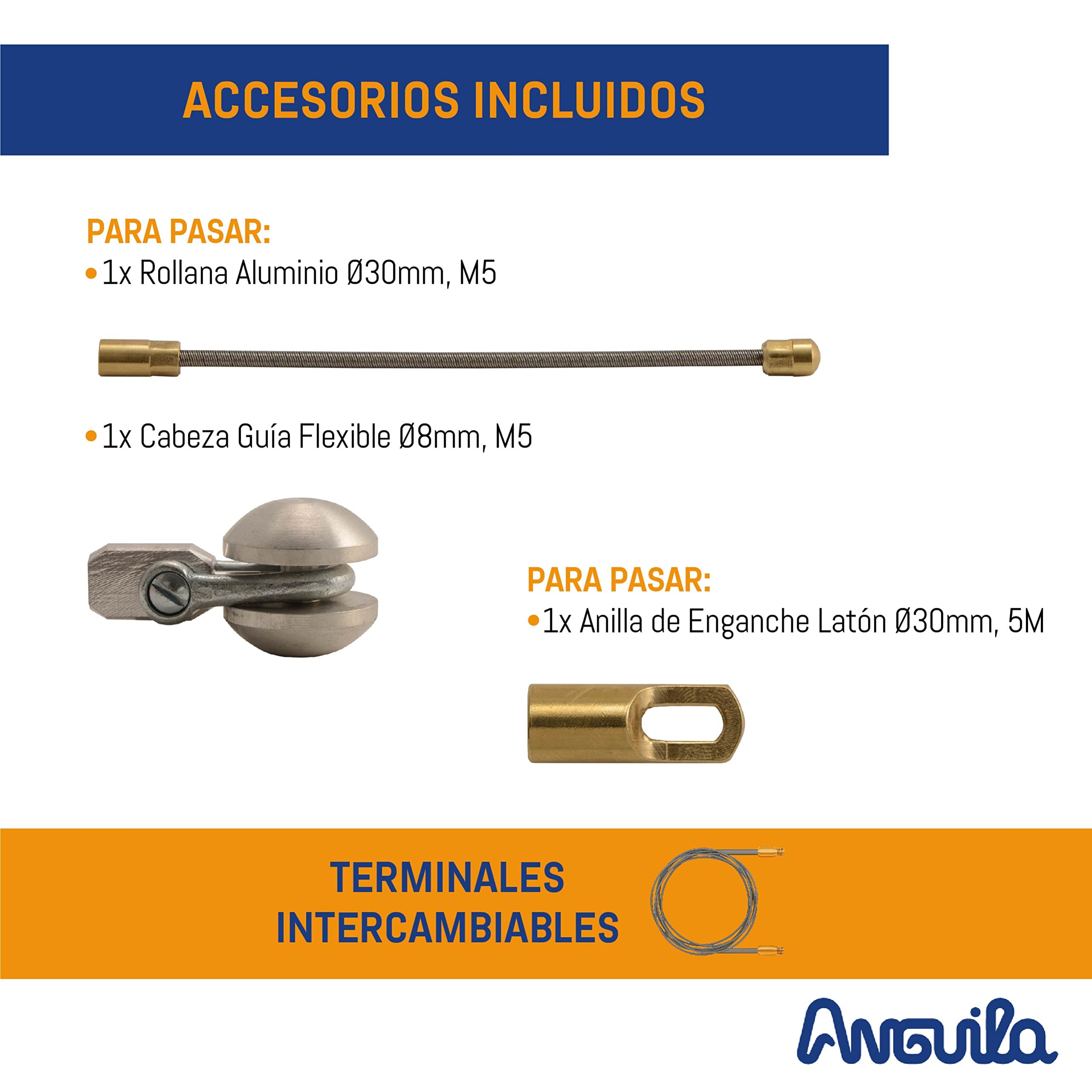 Anguila Pasacable Industrial Fibra Vidrio Amarillo ⌀6mm 100m VH600